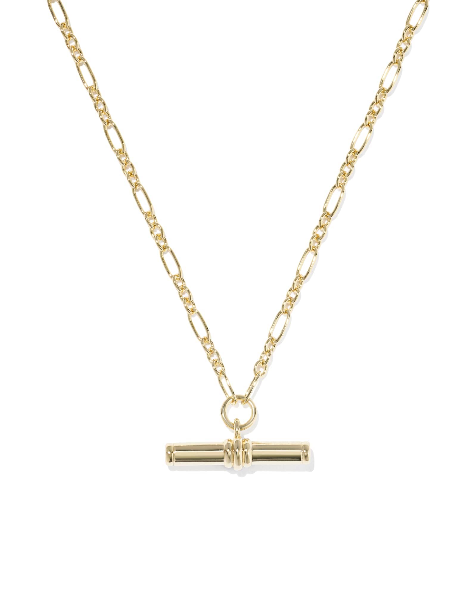 Bree Gold Metal T Bar Short Pendant Necklace