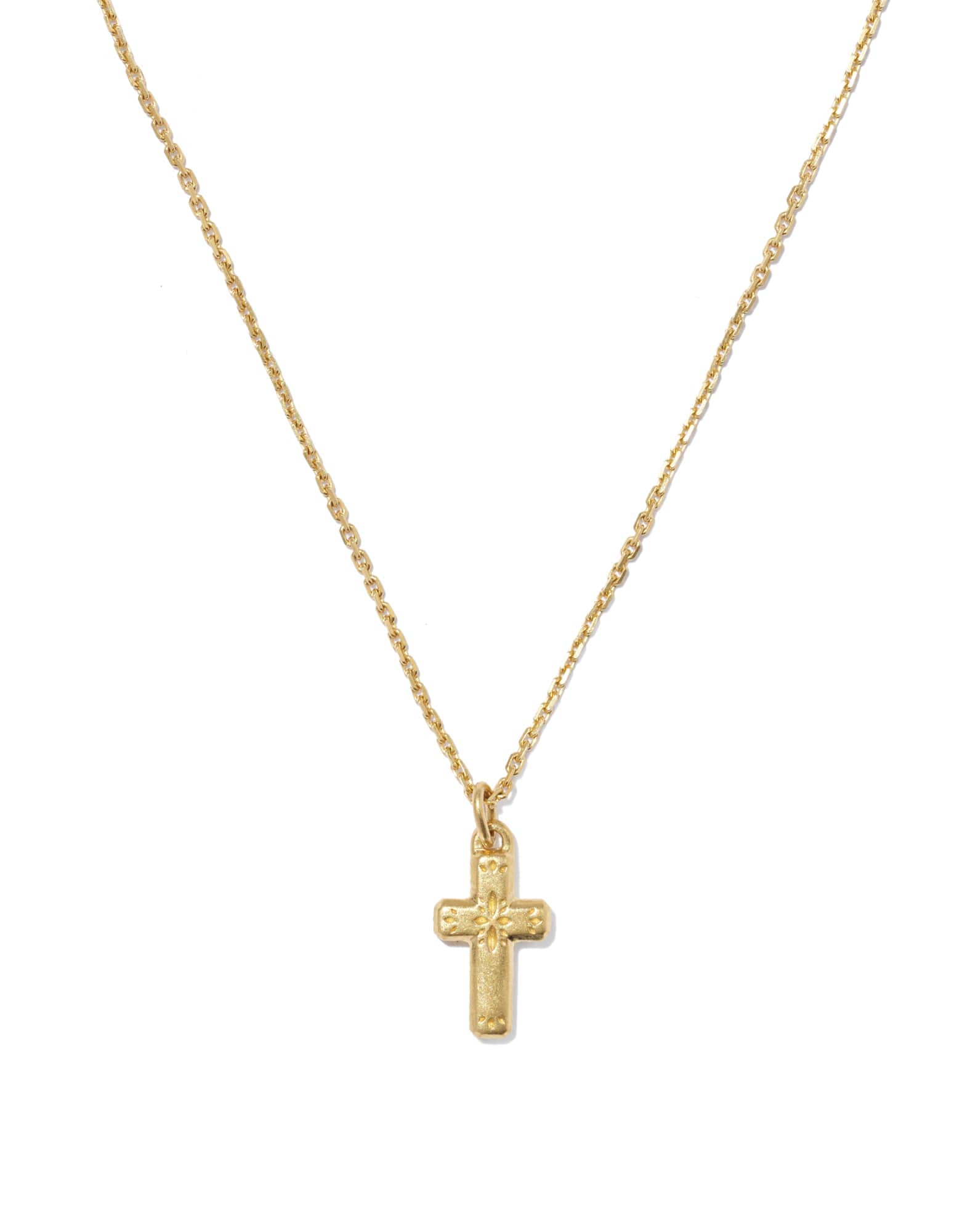 Metal Cross 18k Yellow Gold Vermeil Short Pendant Necklace