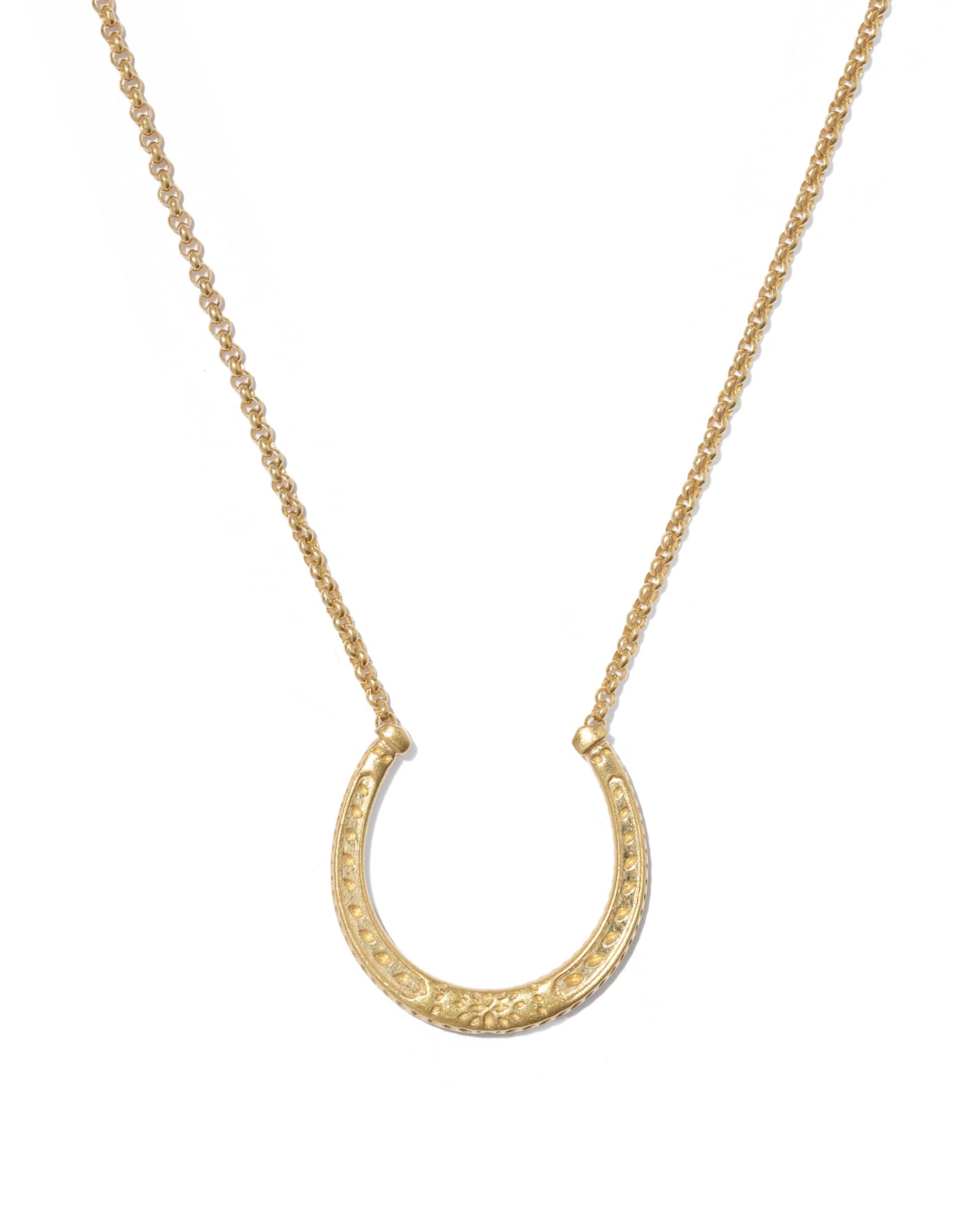 Metal Horseshoe 18k Yellow Gold Vermeil Short Pendant Necklace