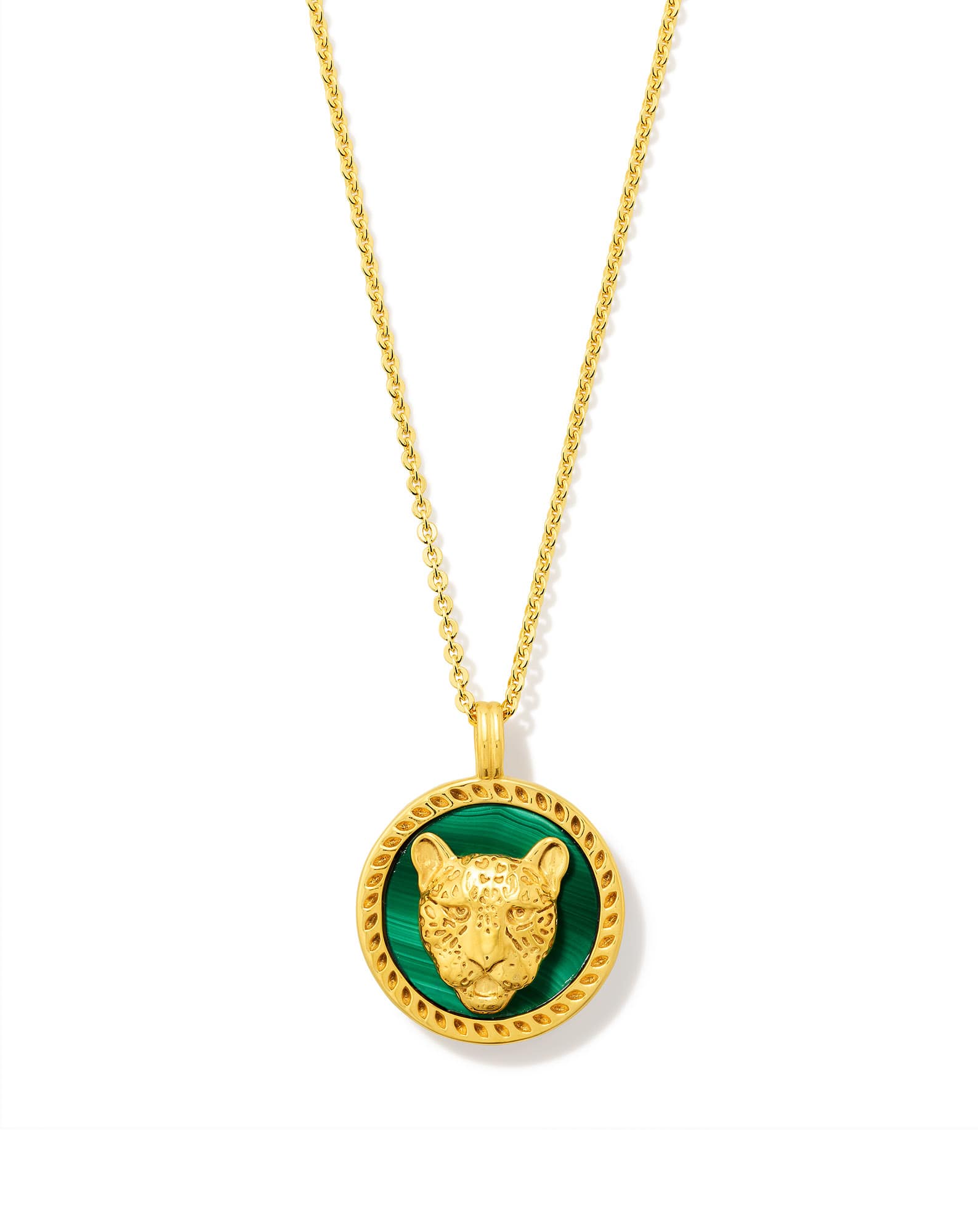 Kimberly 18k Gold Vermeil Pendant Necklace in Green Malachite