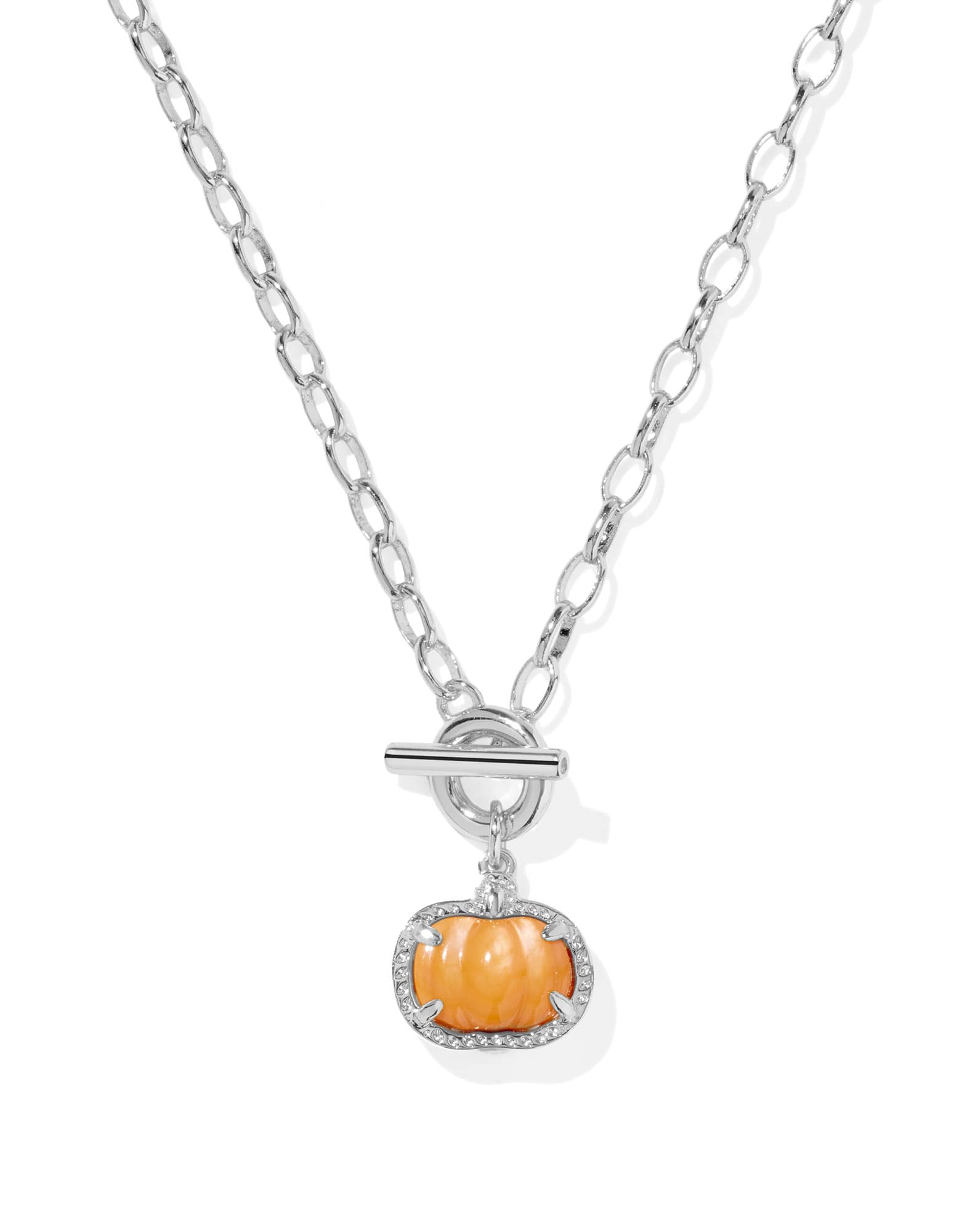 Pumpkin Silver Link and Chain Necklace