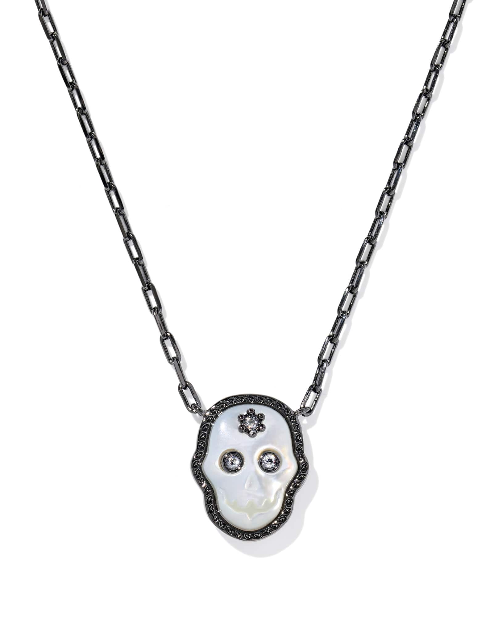 Skeleton Gunmetal Short Pendant Necklace