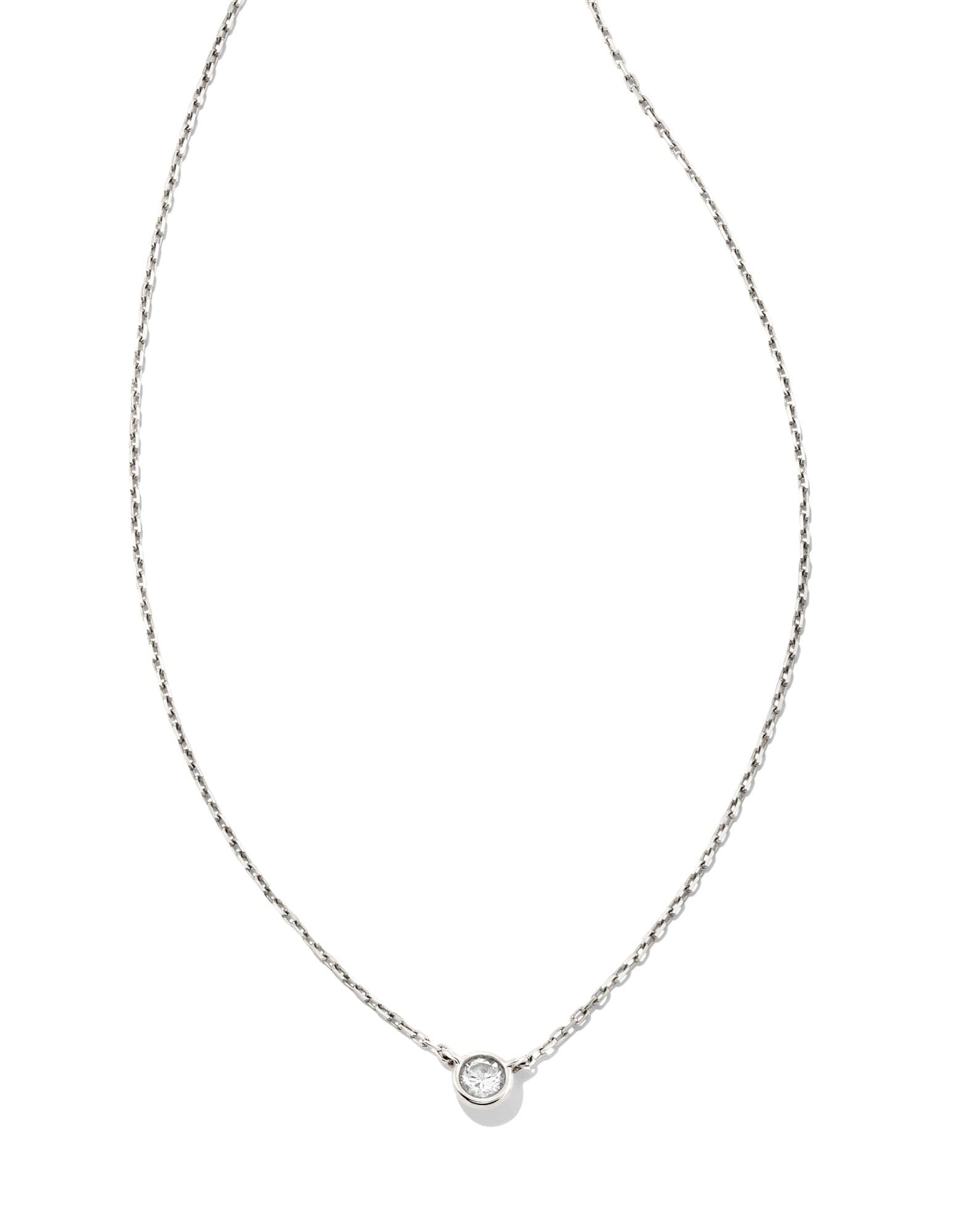 Audrey 14k White Gold Pendant Necklace in White Diamond, 0.07ct