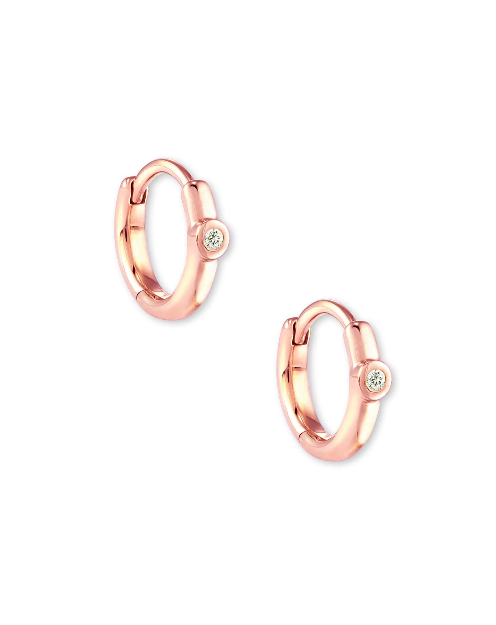 Audrey 14k Huggie Earrings in White Diamond
