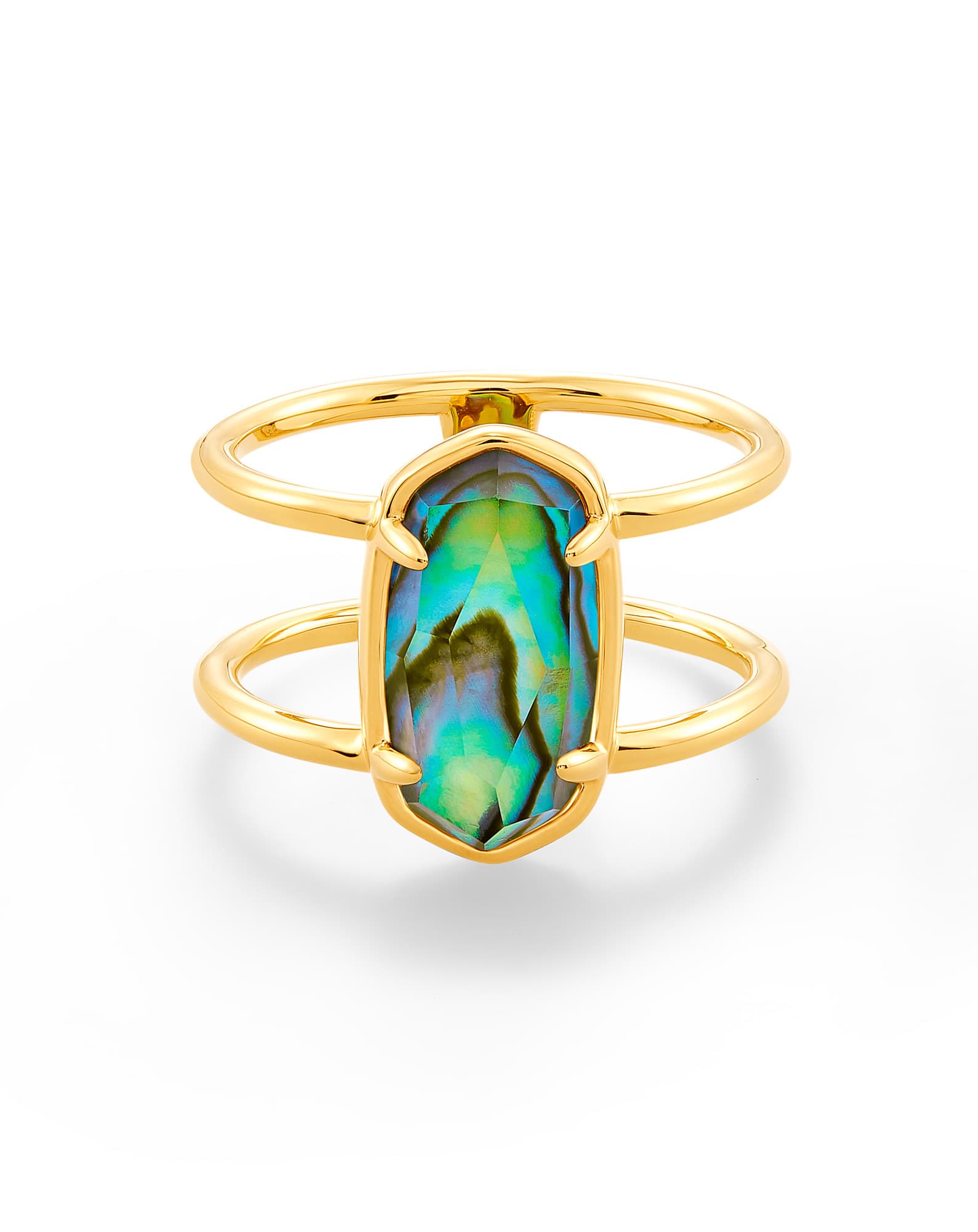 Elyse 18k Gold Vermeil Double Band Ring in Abalone
