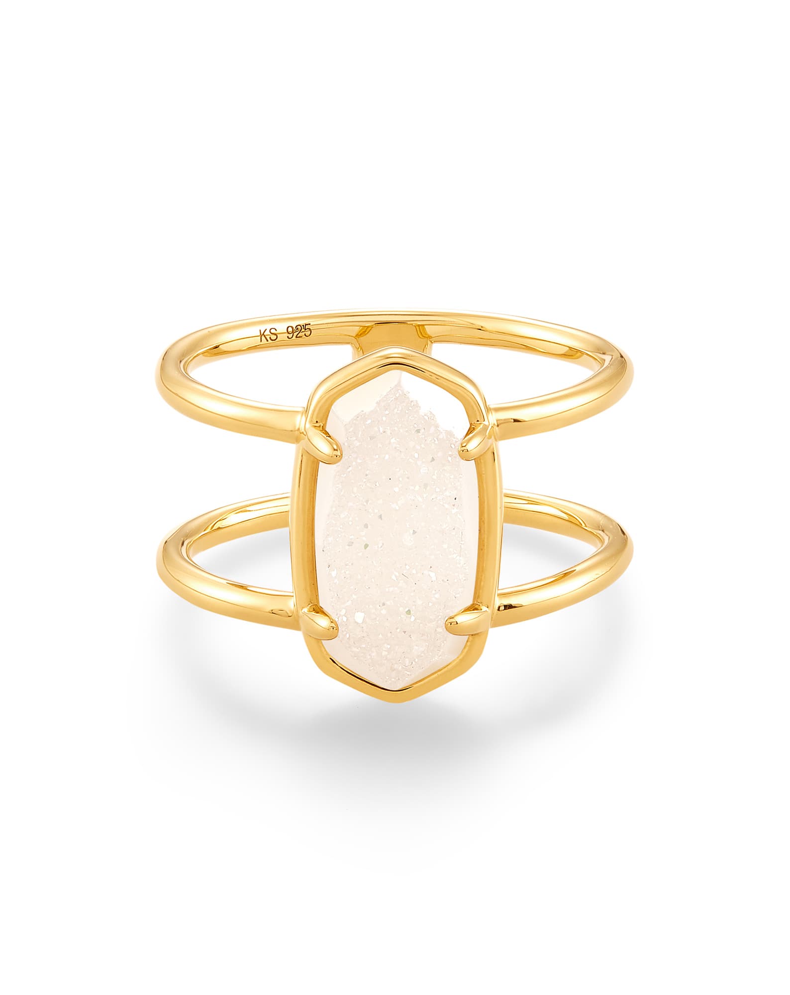 Elyse 18k Gold Vermeil Double Band Ring in Iridescent Drusy