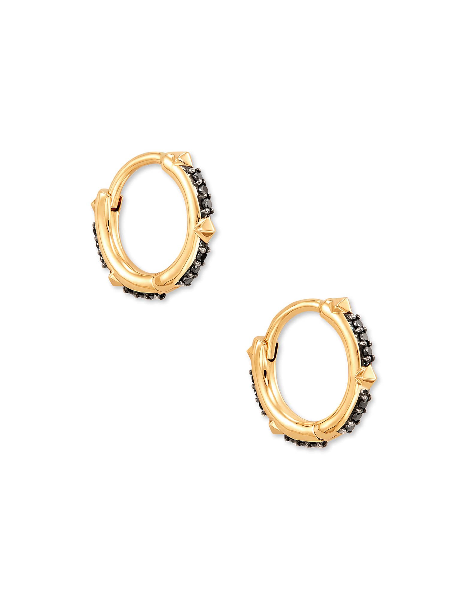 Jett 14k Yellow Gold Huggie Earrings in Black Diamond