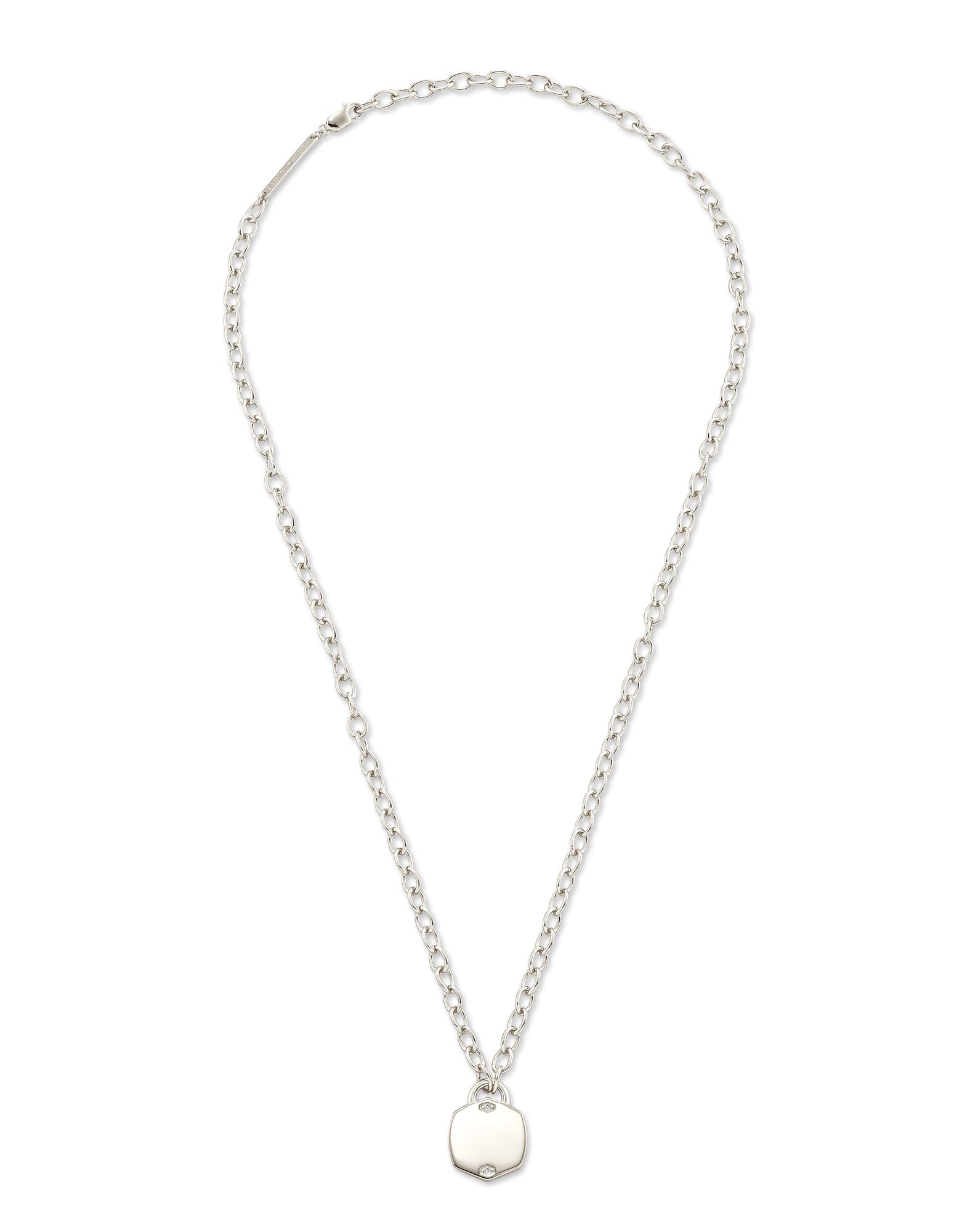Davis Sterling Silver Chain Necklace in White Diamond