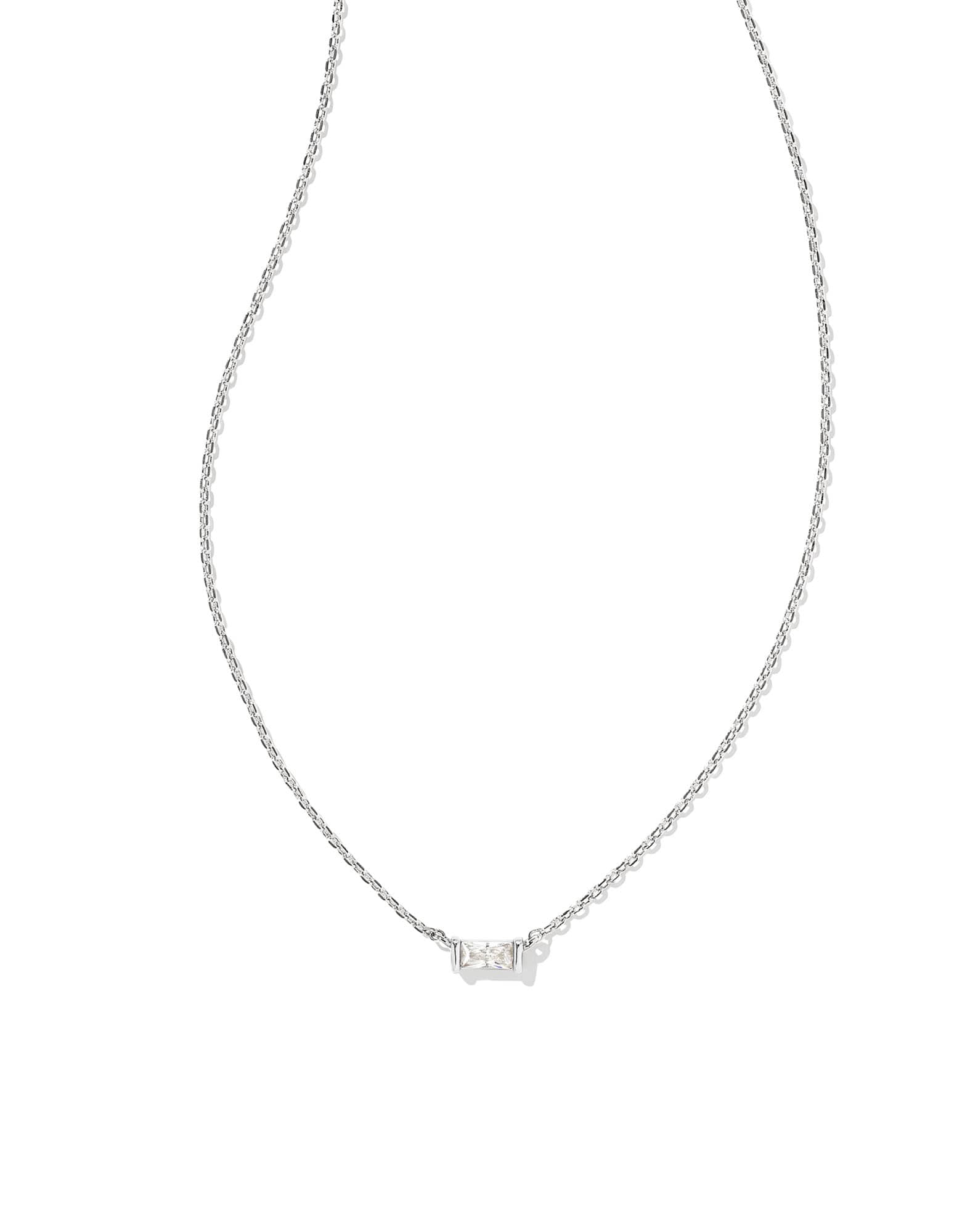 Juliette Silver Pendant Necklace in White CZ