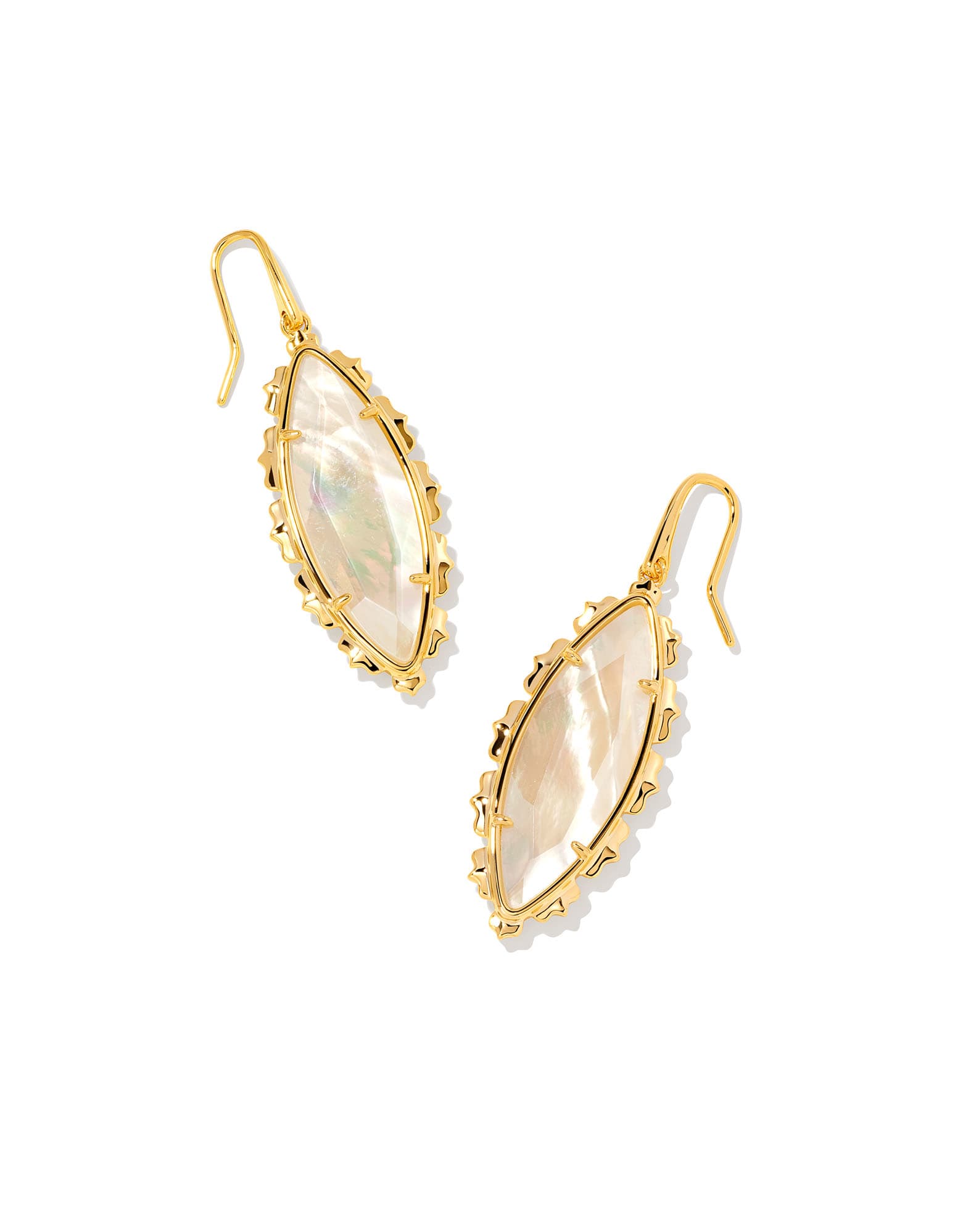Genevieve Gold Drop Earrings in Ivory Mother-of-Pearl