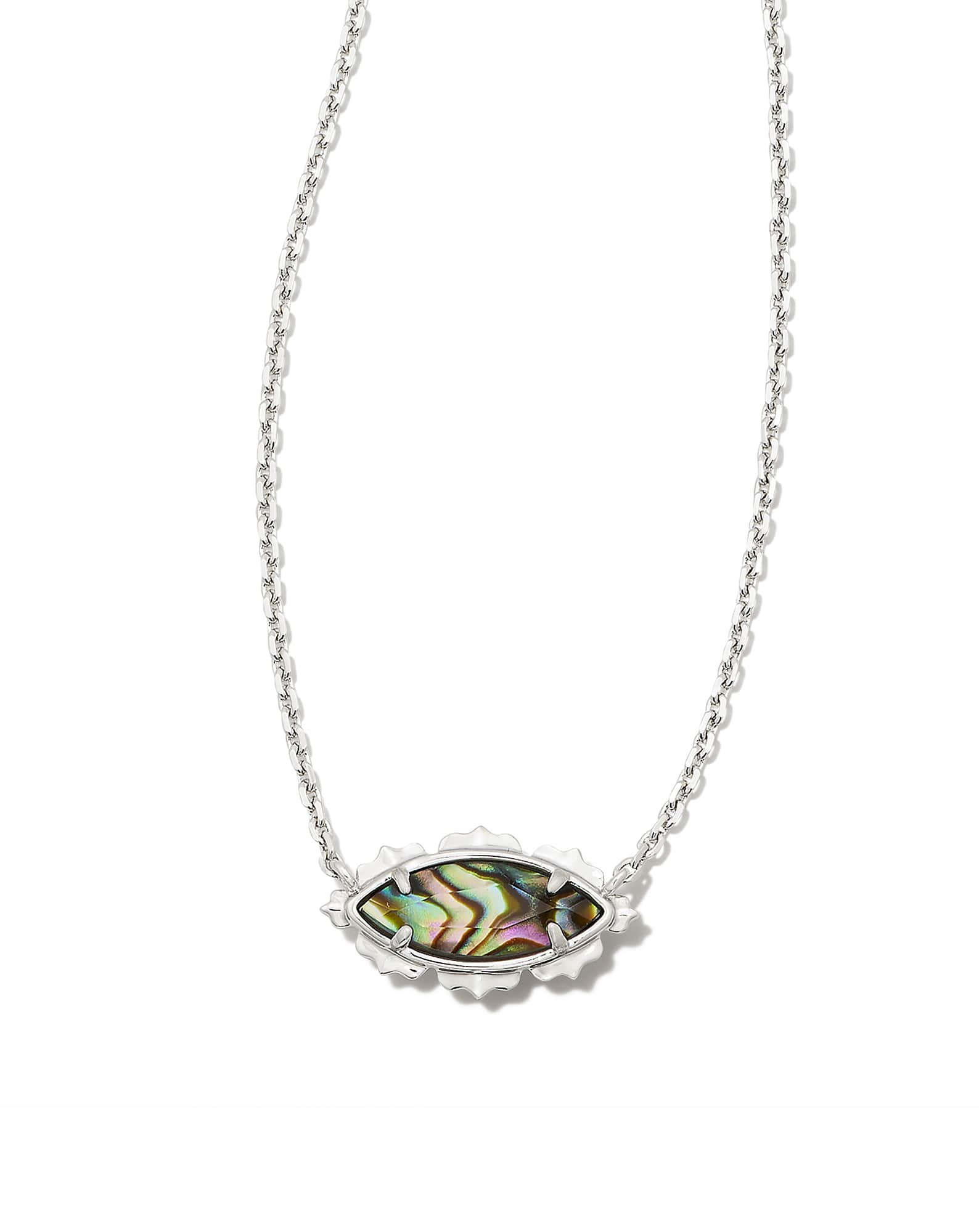 Genevieve Silver Short Pendant Necklace in Abalone