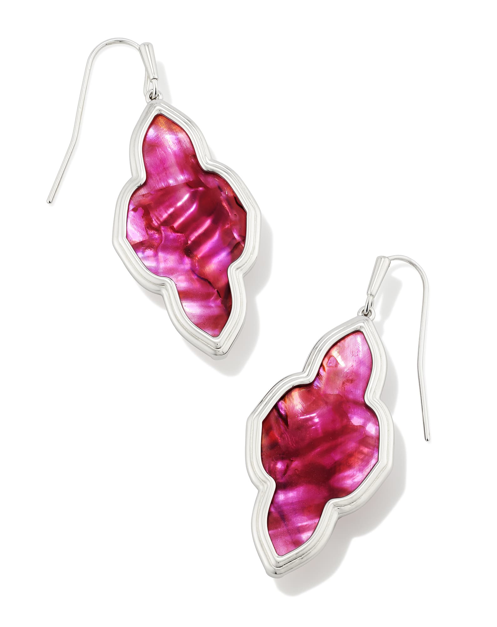 Framed Abbie Silver Drop Earrings in Light Burgundy Illusion