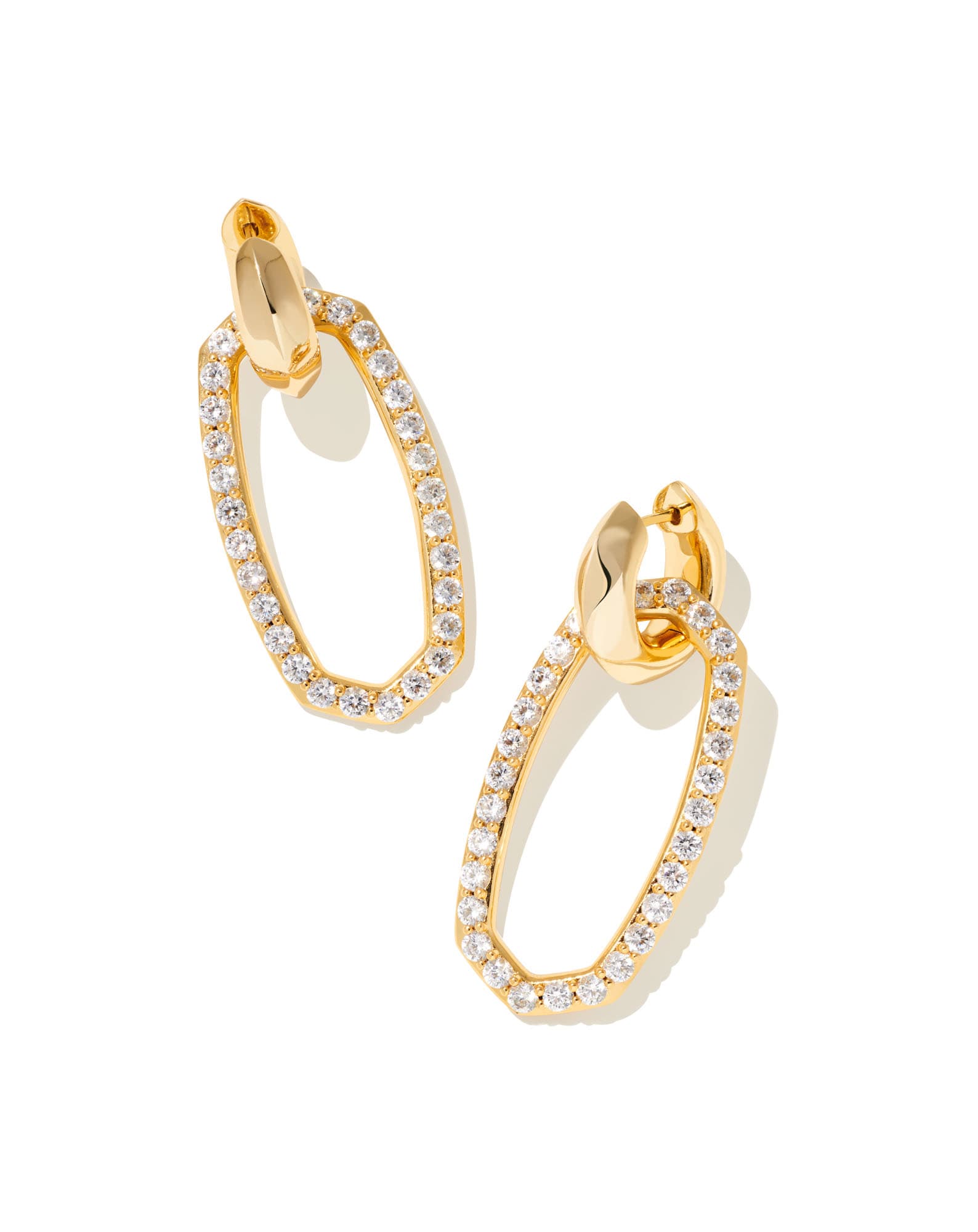Danielle Convertible Link Earrings in White Crystal