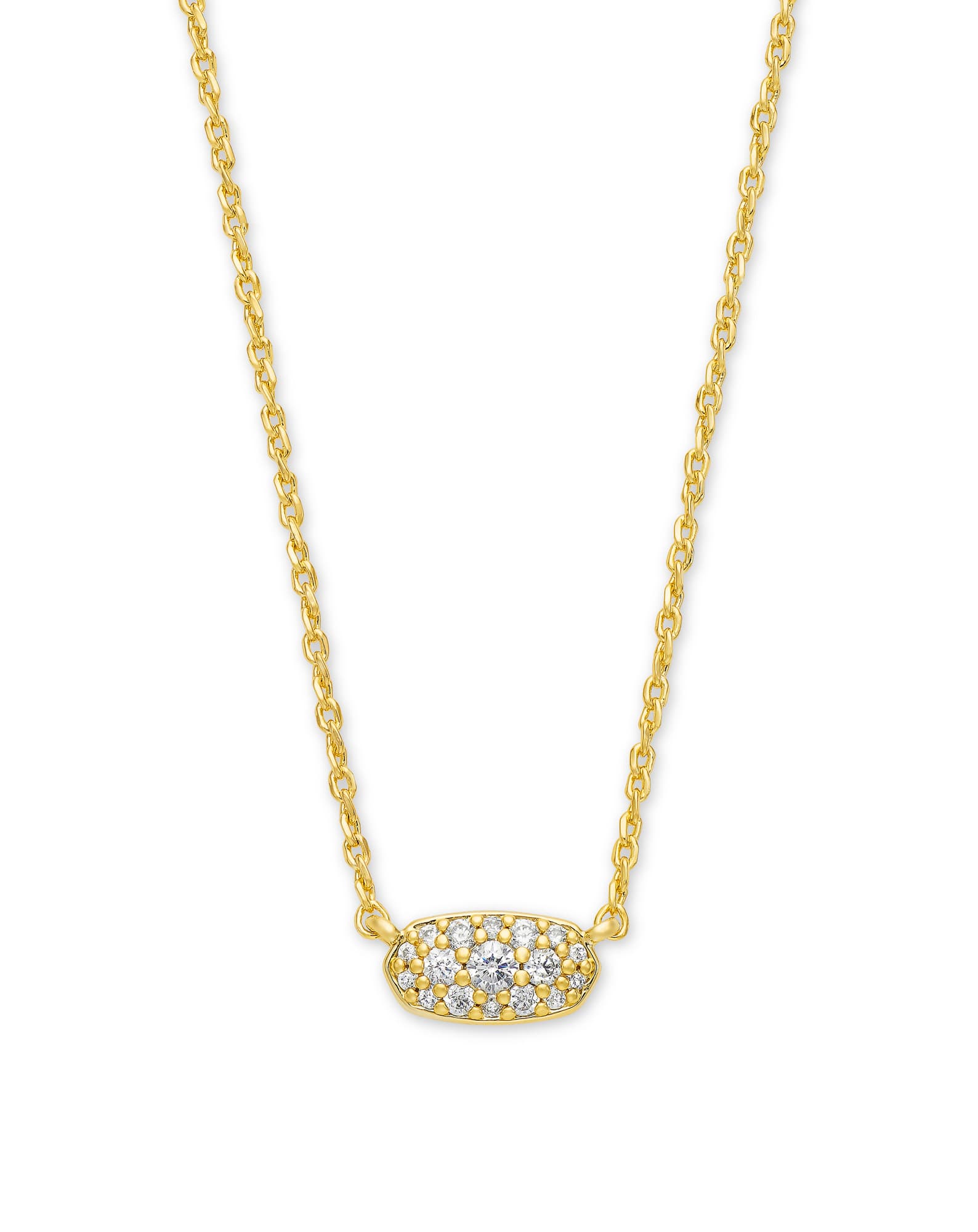 Grayson Gold Pendant Necklace in White Crystal
