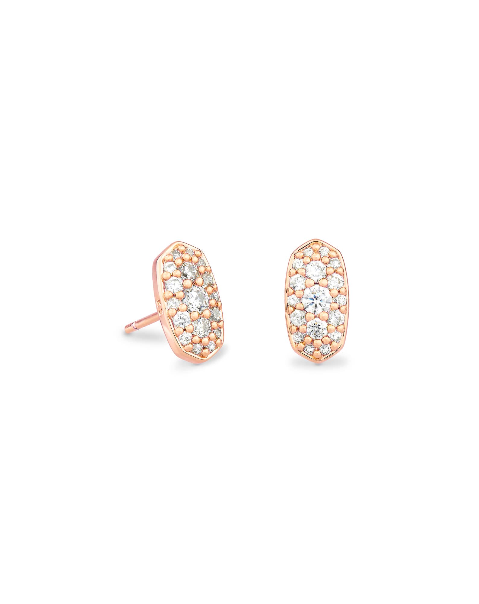 Grayson Rose Gold Stud Earrings in White CZ