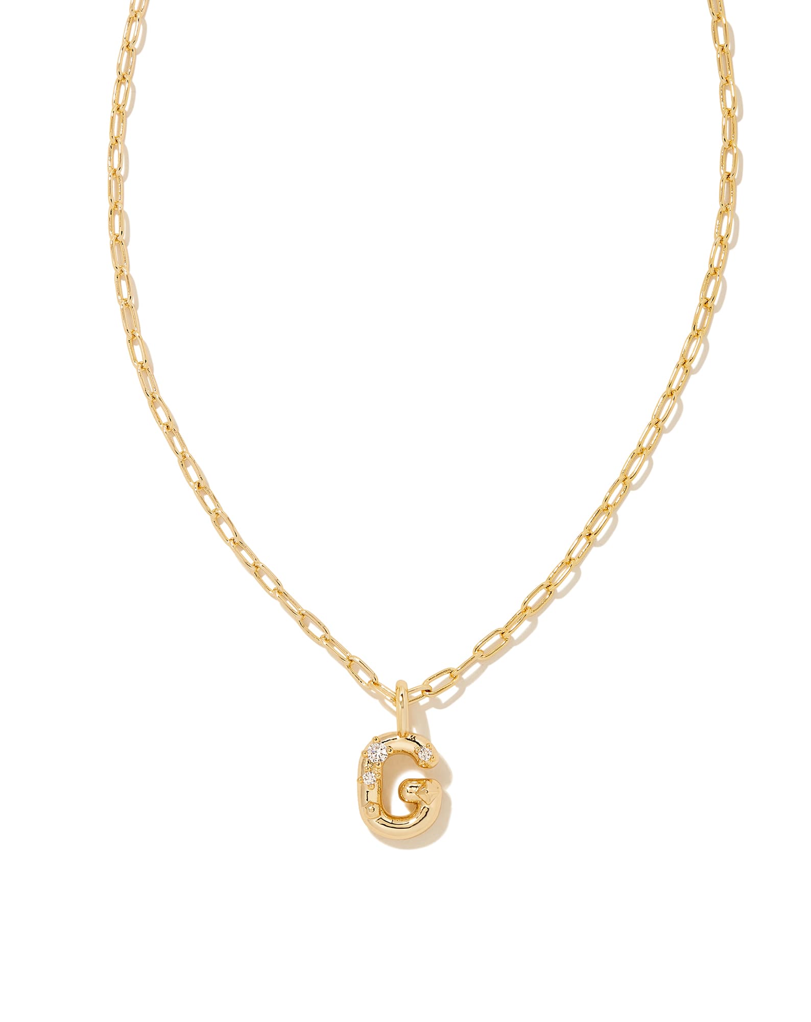Crystal Letter G Gold Short Pendant Necklace in White Crystal