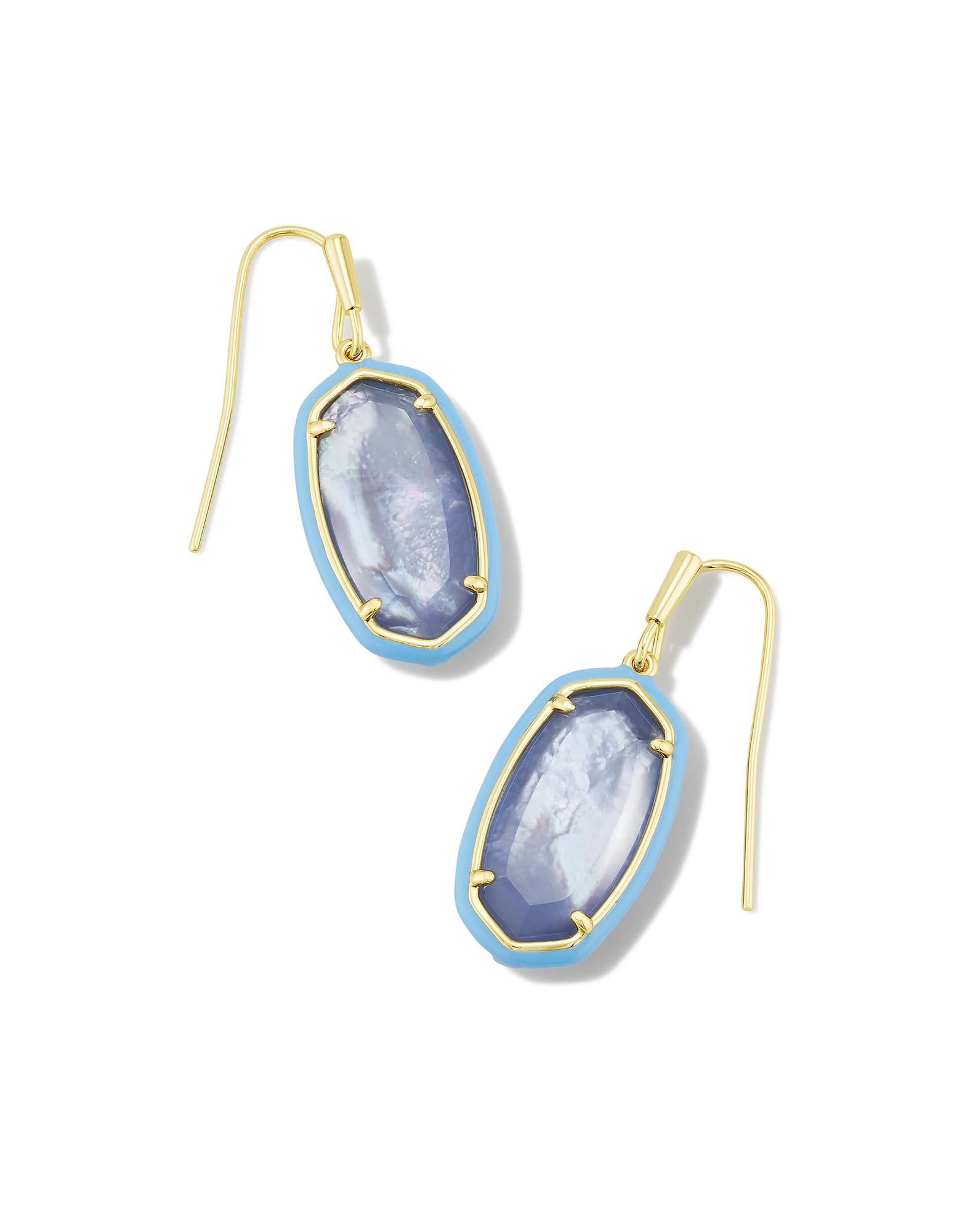 Dani Gold Enamel Framed Drop Earrings in Periwinkle Illusion