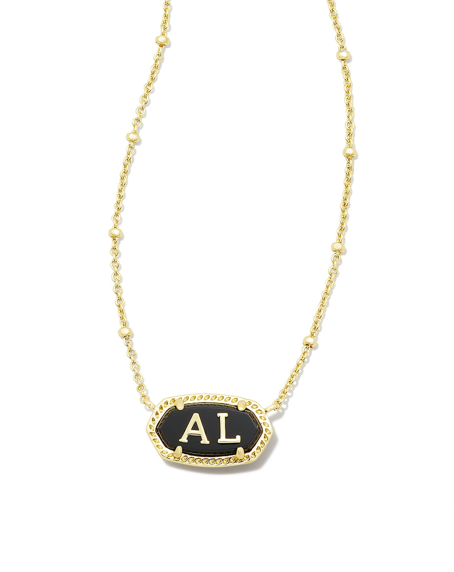 Elisa Gold Alabama Necklace in Black Agate