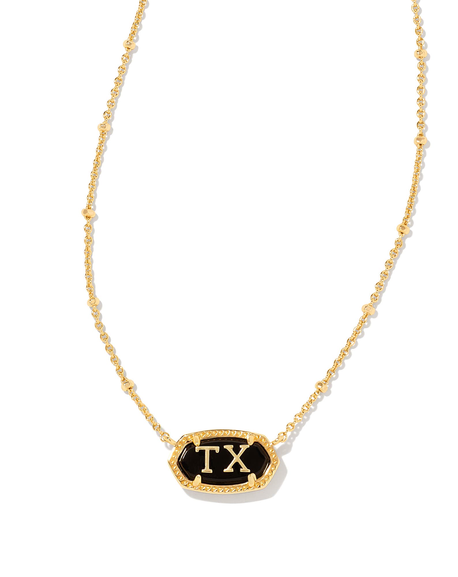 Elisa Gold Texas Necklace in Black Agate