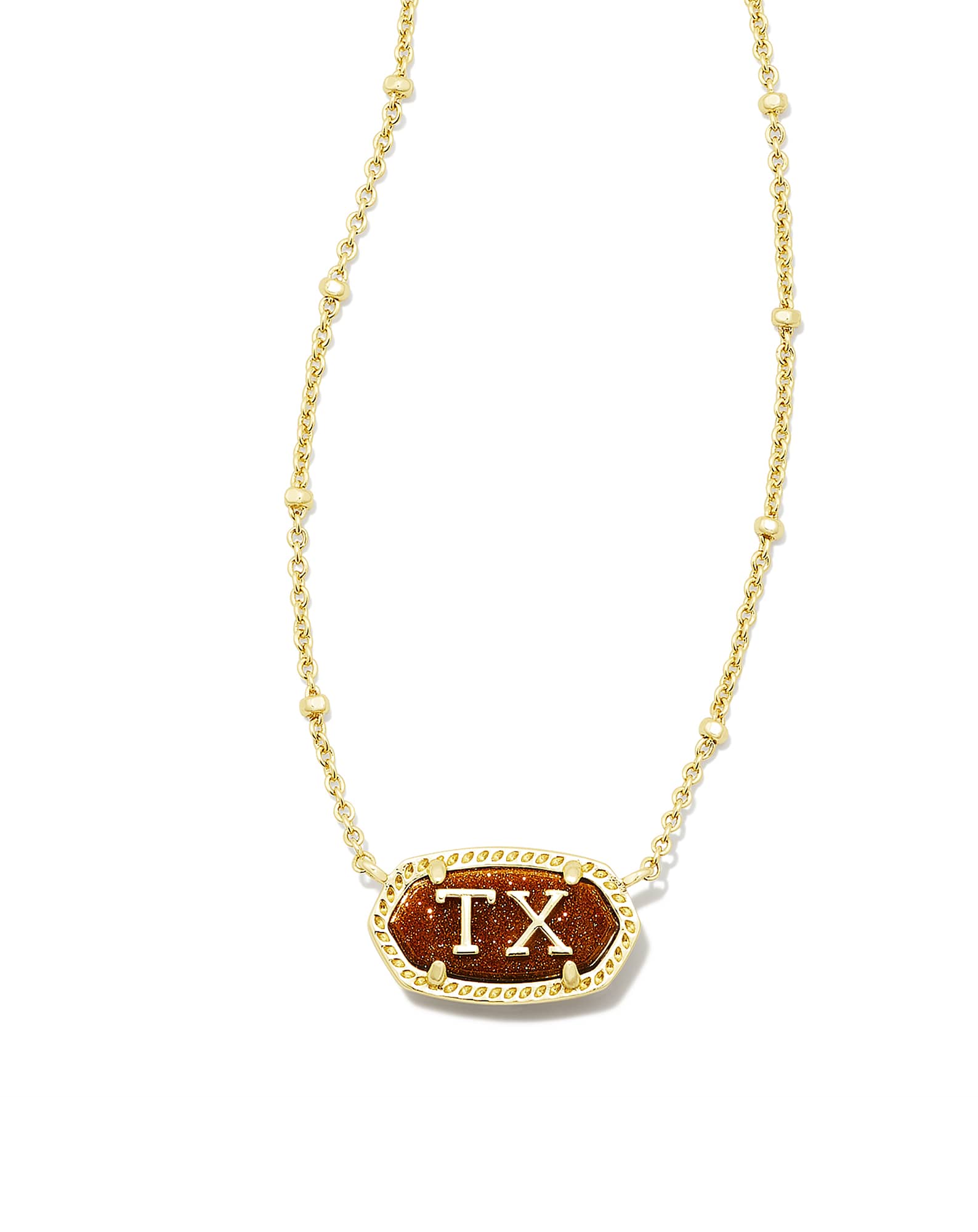 Elisa Gold Texas Necklace in Orange Goldstone