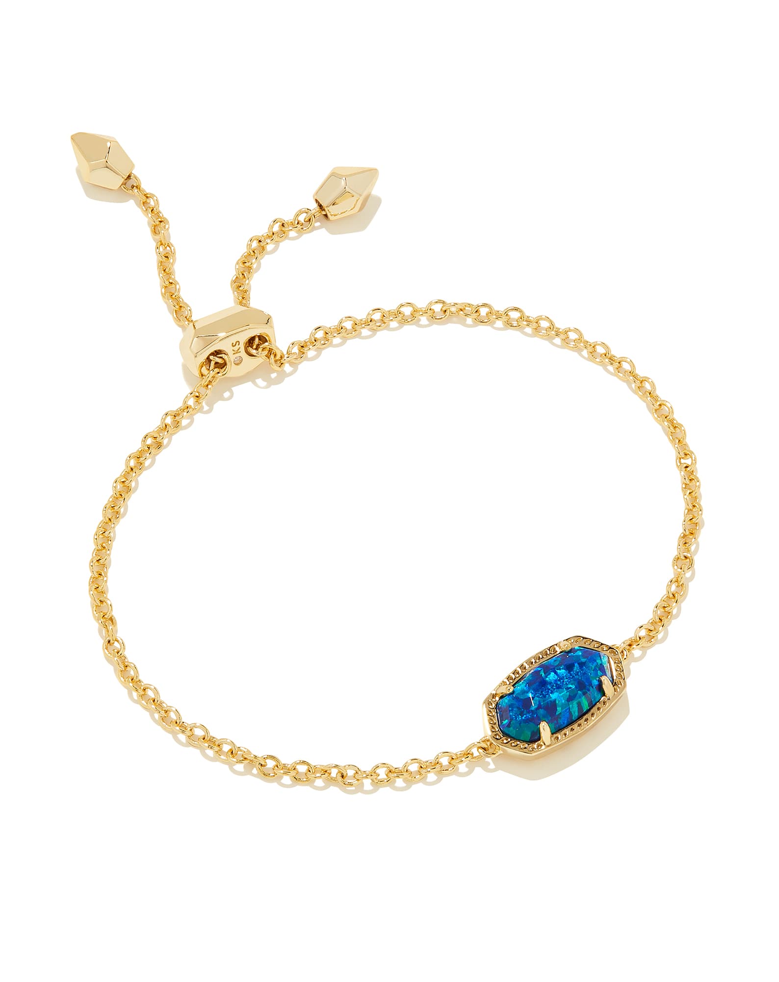 Elaina Gold Delicate Chain Bracelet in Cobalt Blue Lab Grown Opal