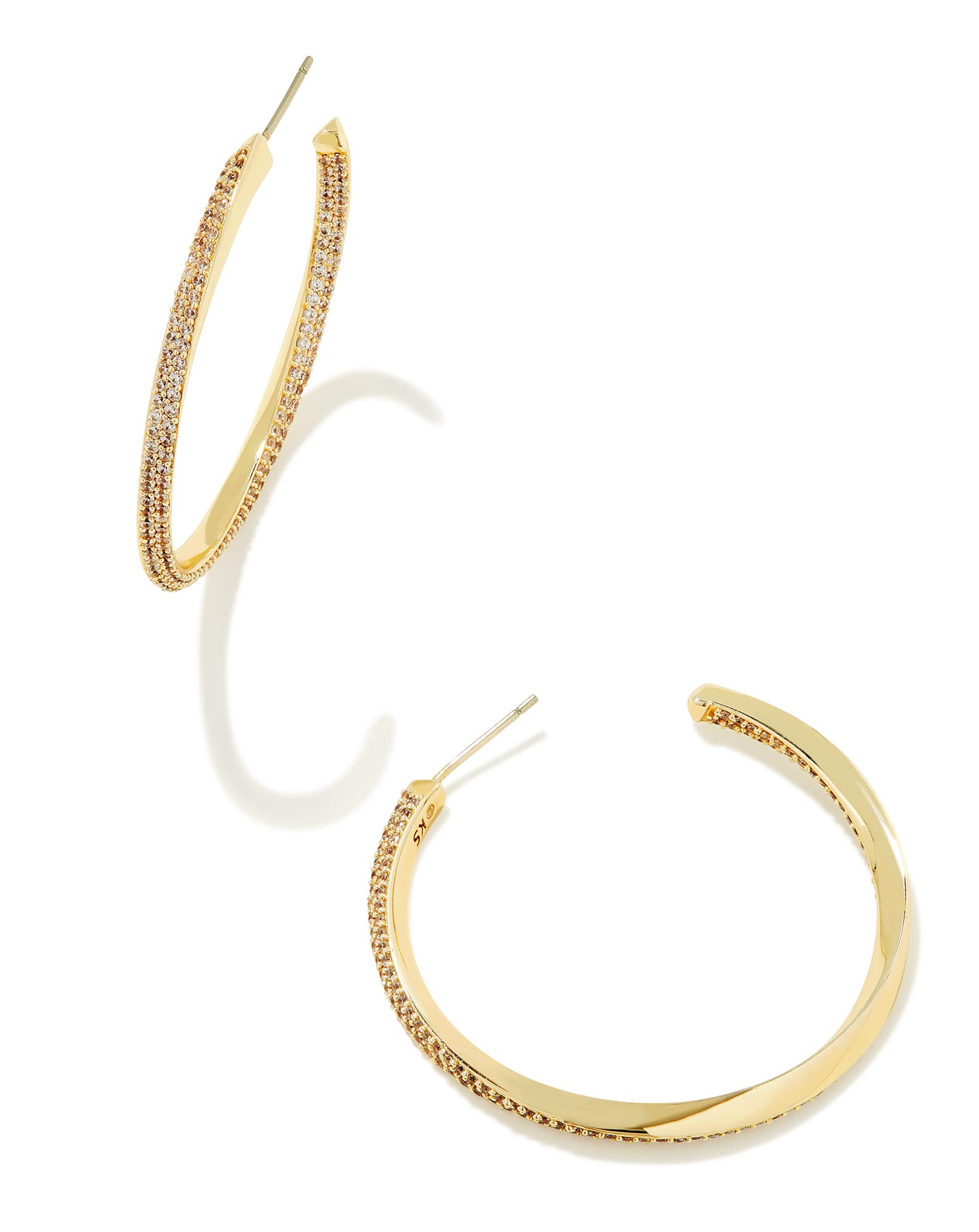 Ella Gold Hoop Earrings in White CZ
