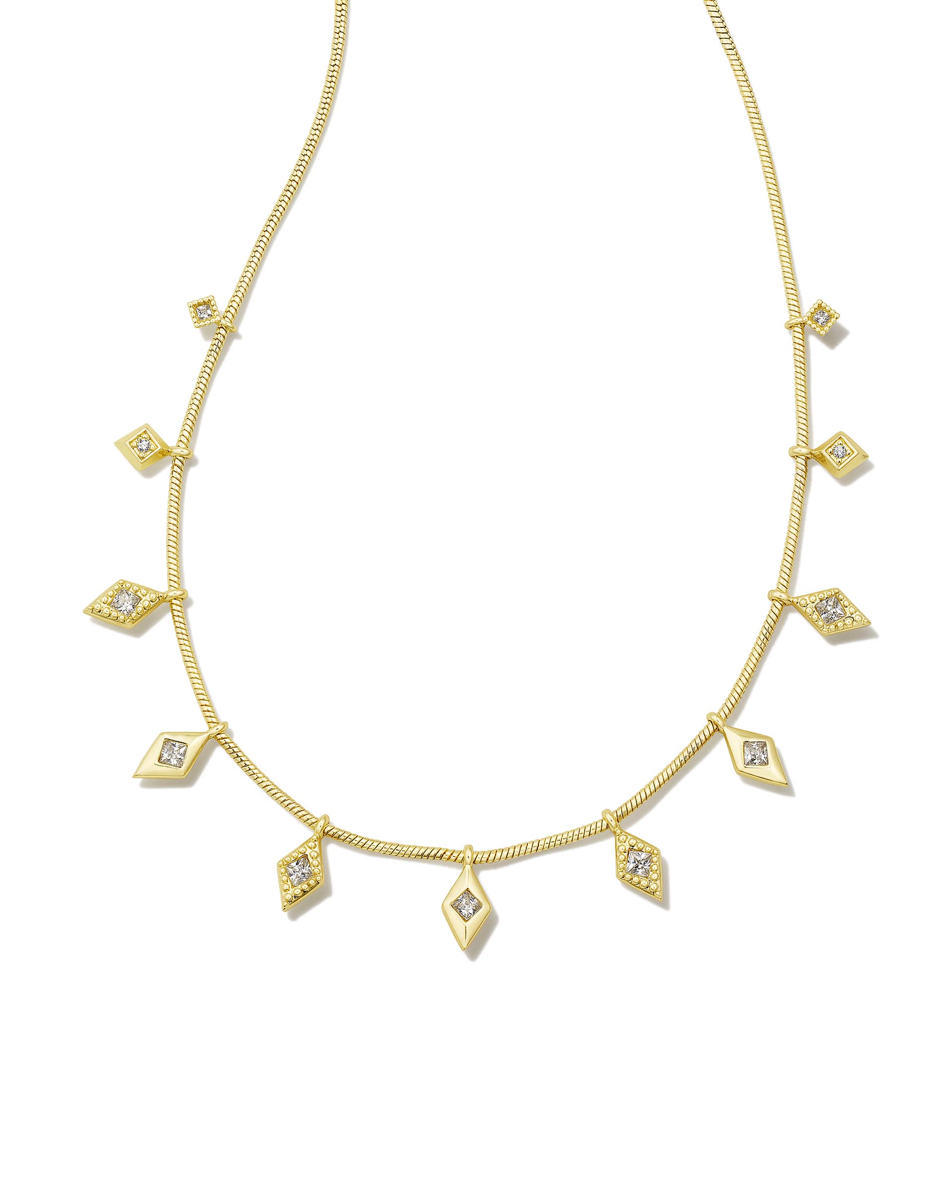 Kinsley Gold Strand Necklace in White CZ