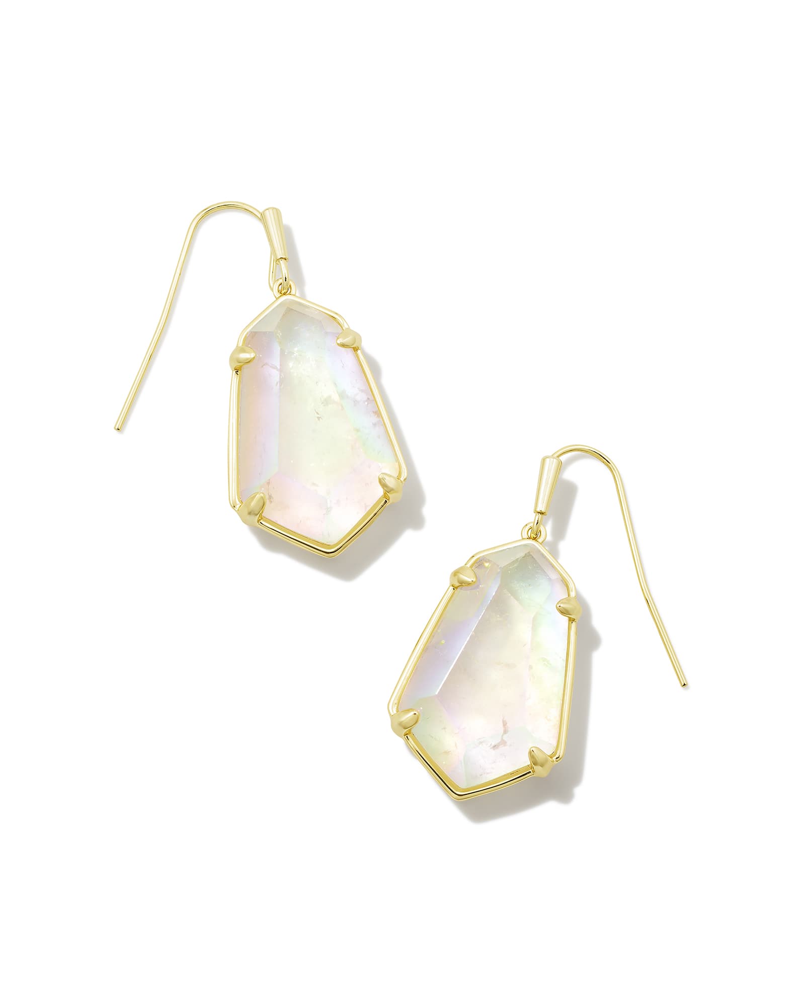 Alexandria Gold Drop Earrings in Iridescent Clear Rock Crystal