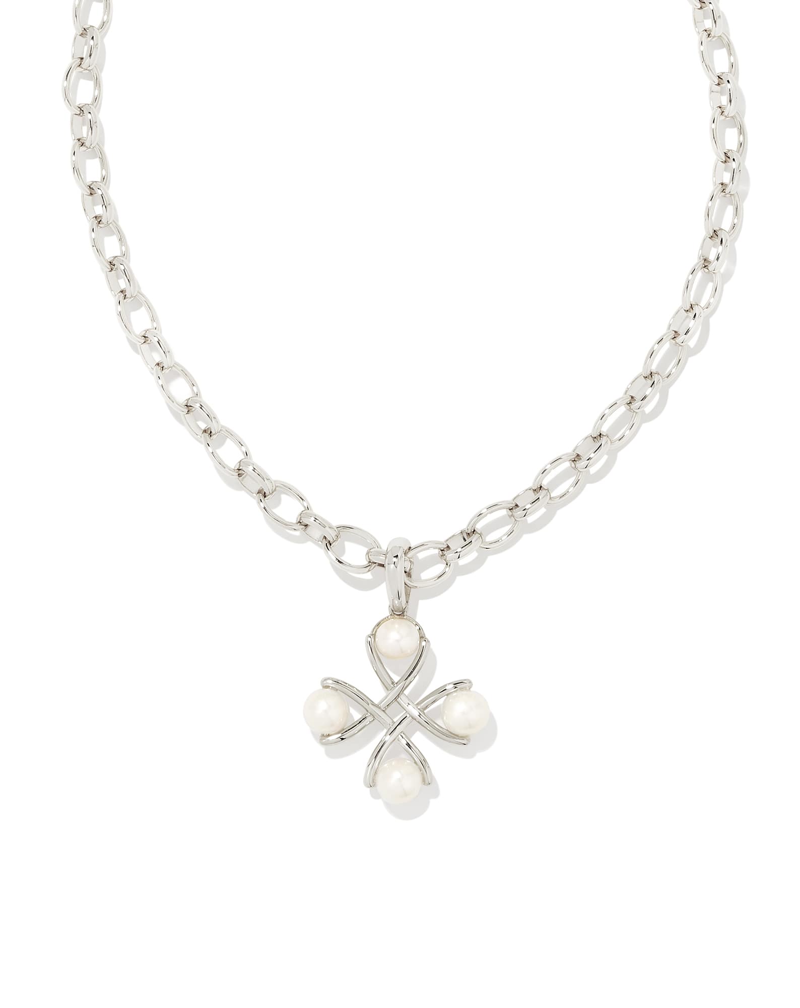 Everleigh Silver Pearl Pendant Necklace in Freshwater Cultured Pearl