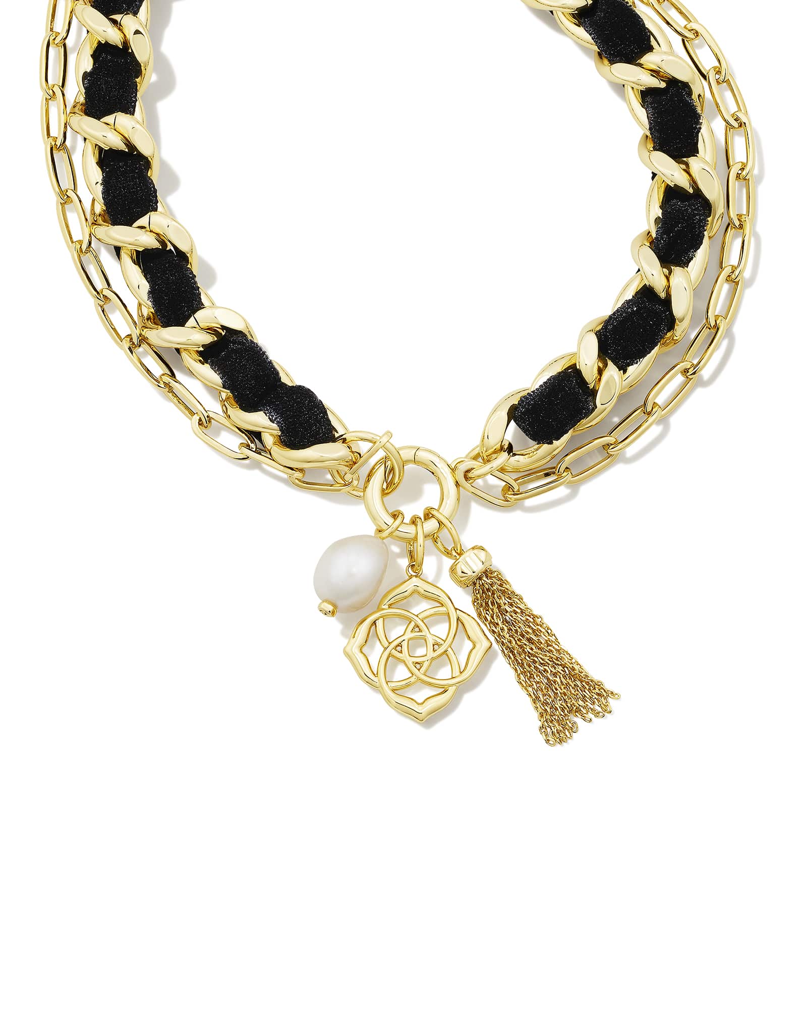 Everleigh Gold Velvet Necklace in Black