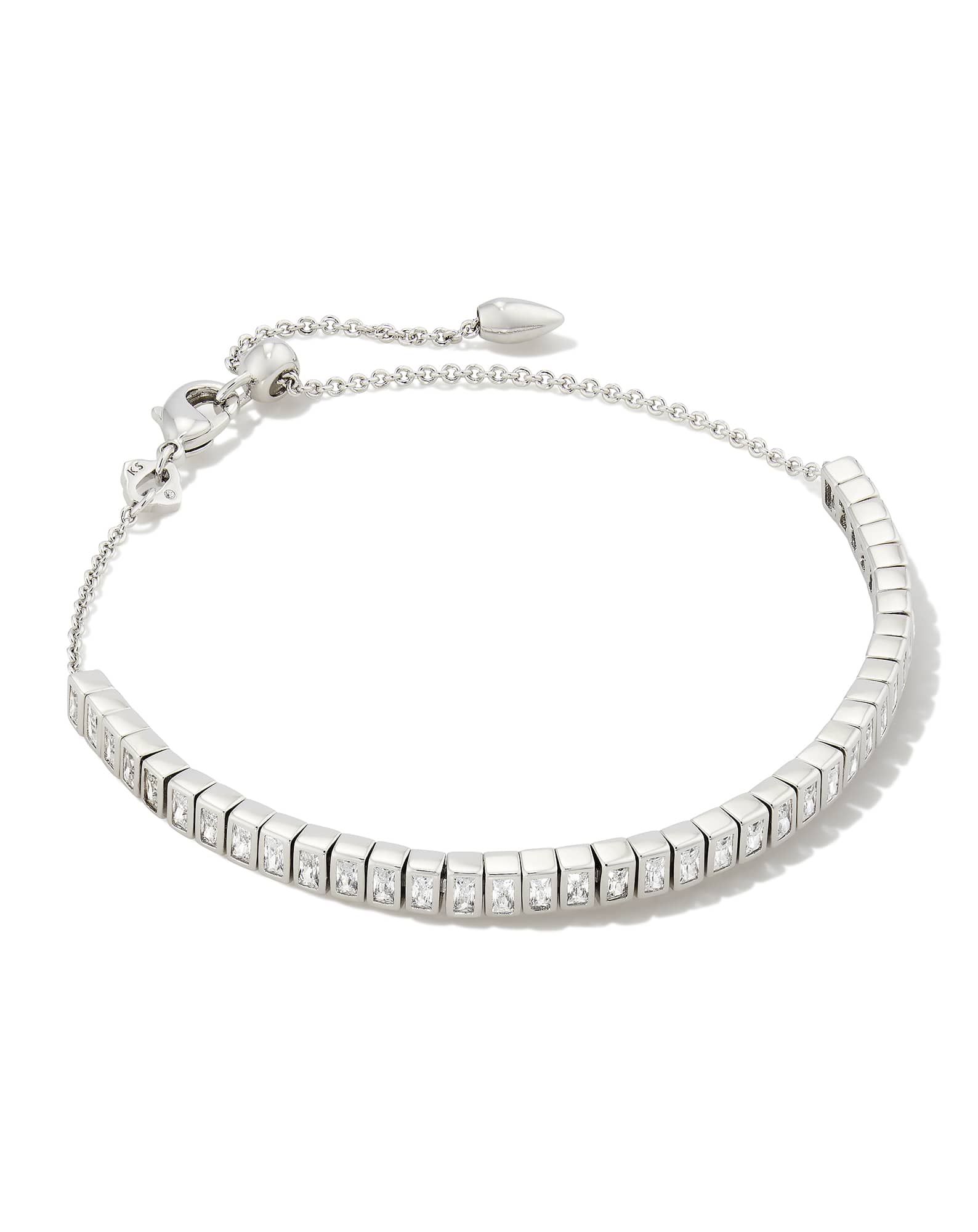 Gracie Silver Tennis Delicate Chain Bracelet in White CZ