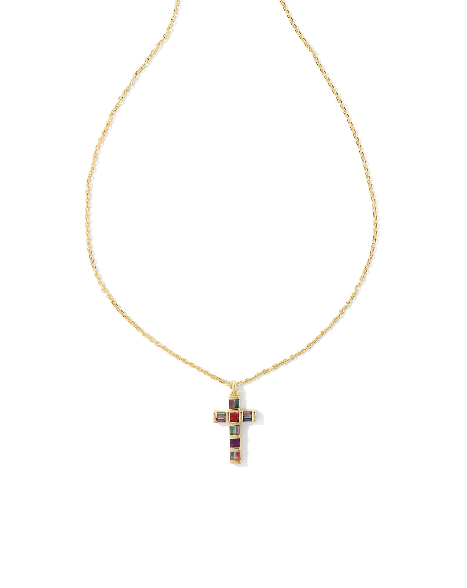 Gracie Cross Short Pendant Necklace in Gold