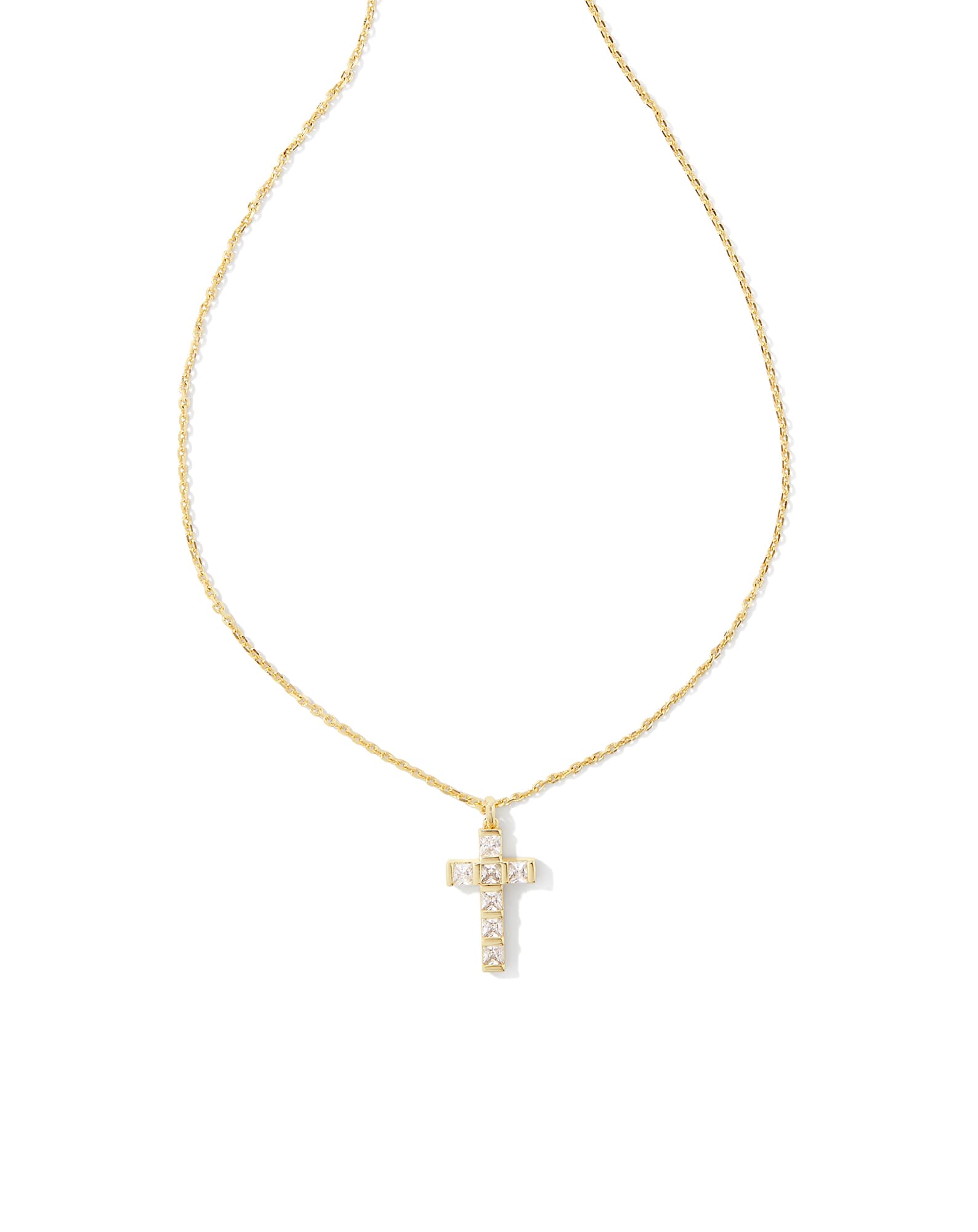 Gracie Gold Cross Short Pendant Necklace in White CZ