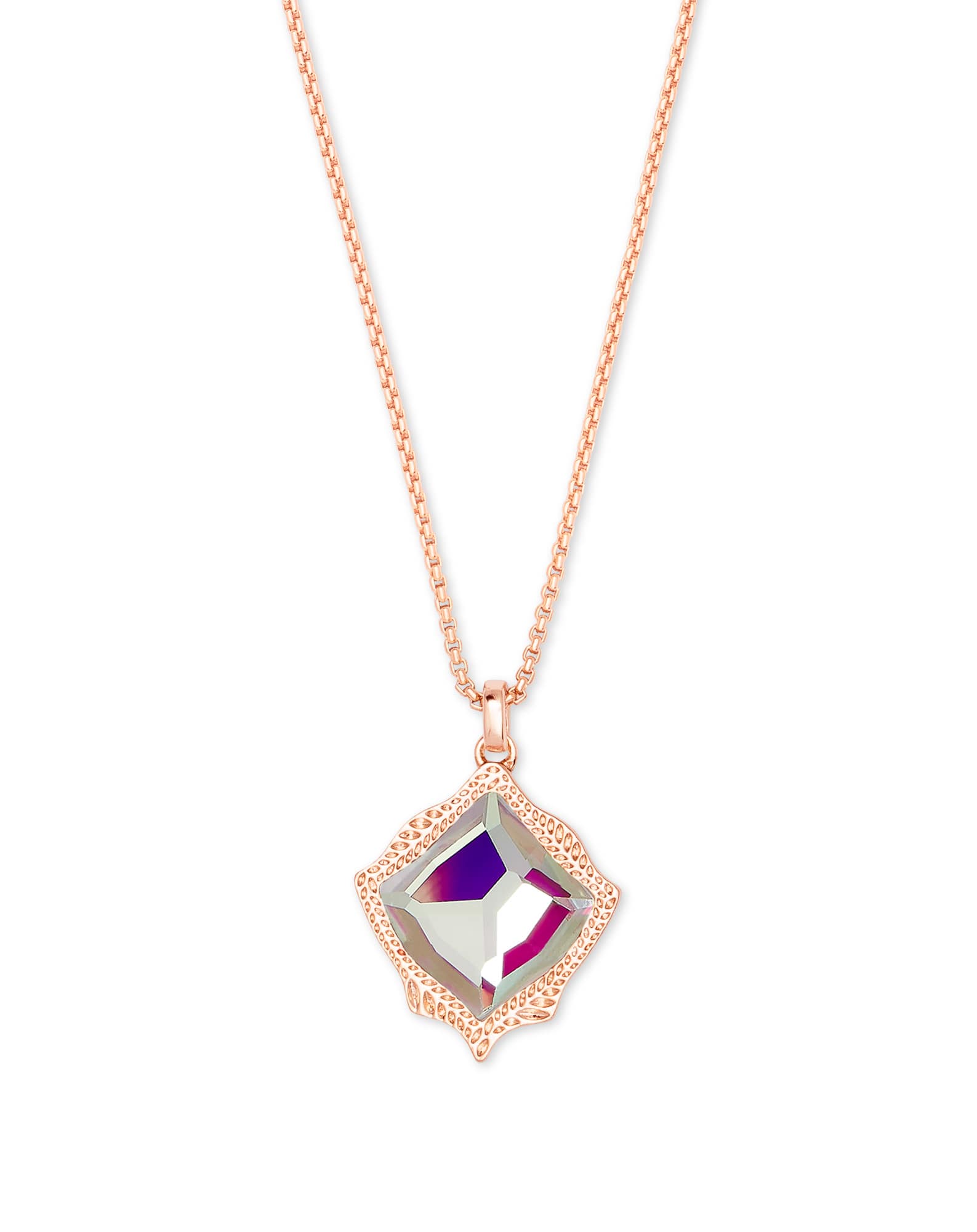 Kacey Long Pendant Necklace in Rose Gold