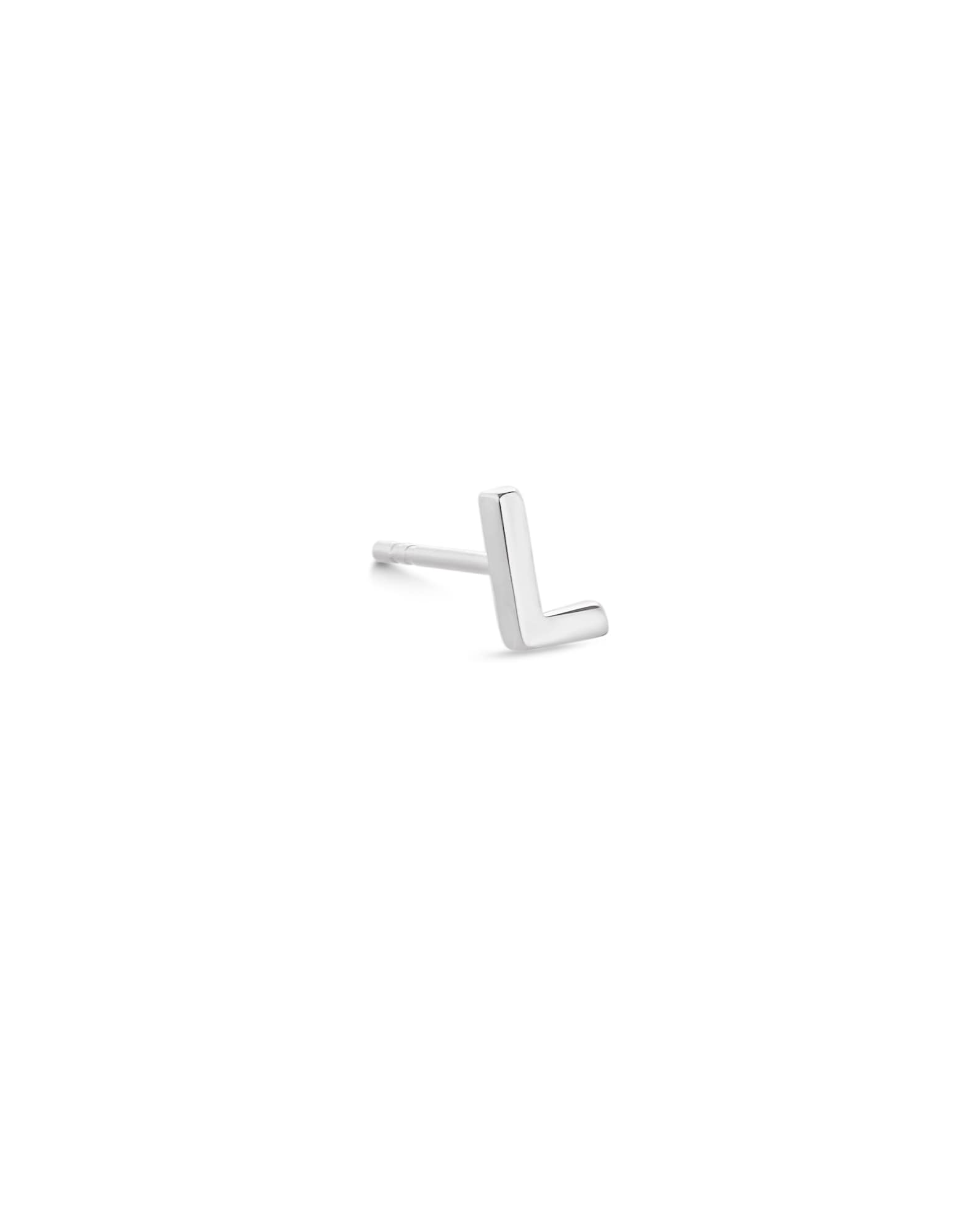 Letter L Single Stud Earring in Sterling Silver 