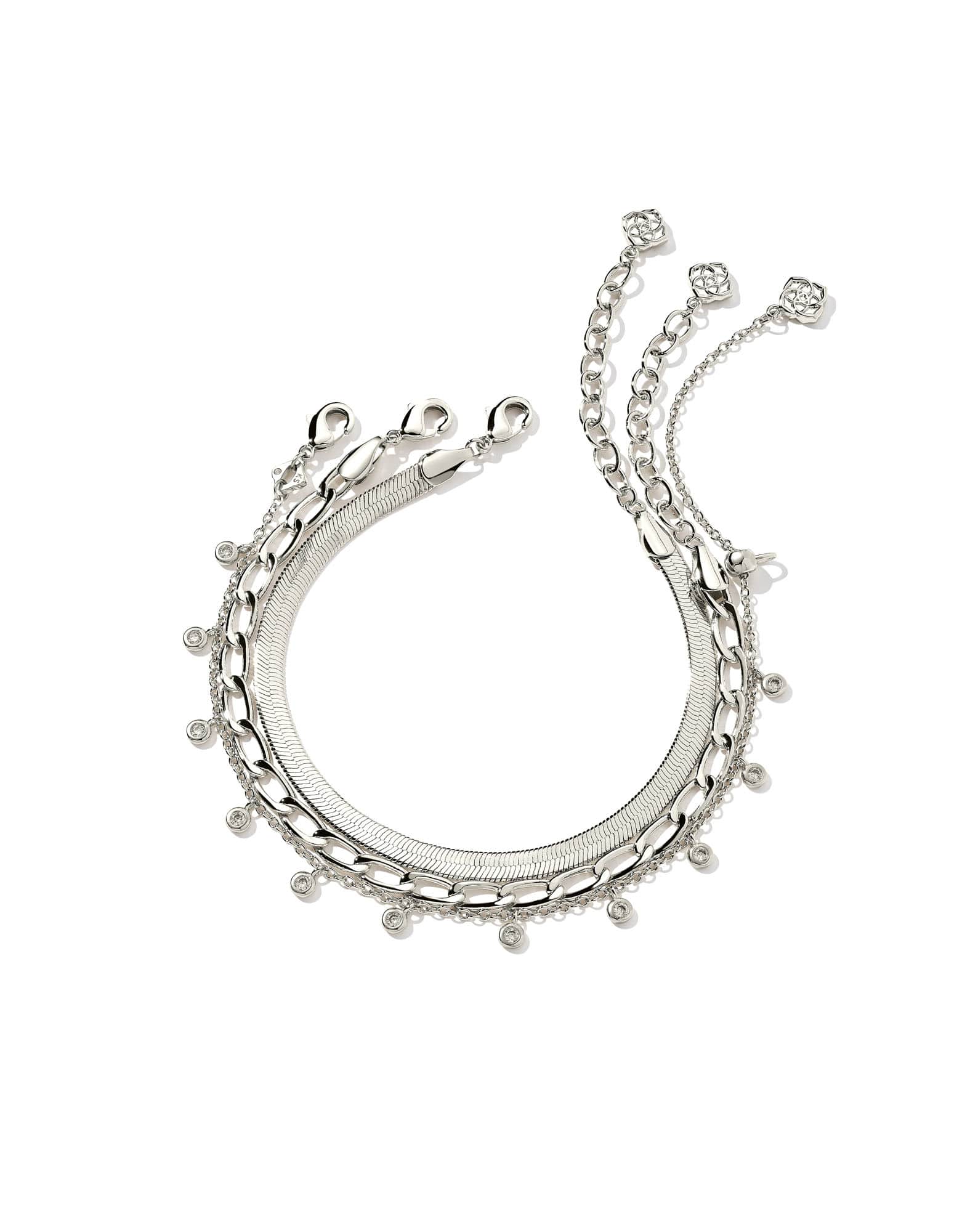 Kassie Set of 3 Chain Bracelets in Silver