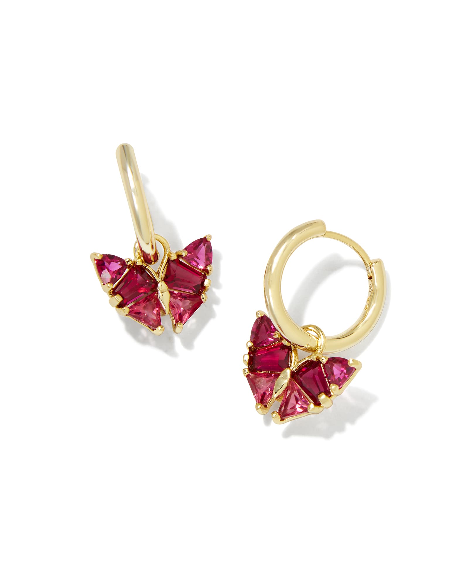 Blair Gold Butterfly Huggie Earrings in Cranberry Mix
