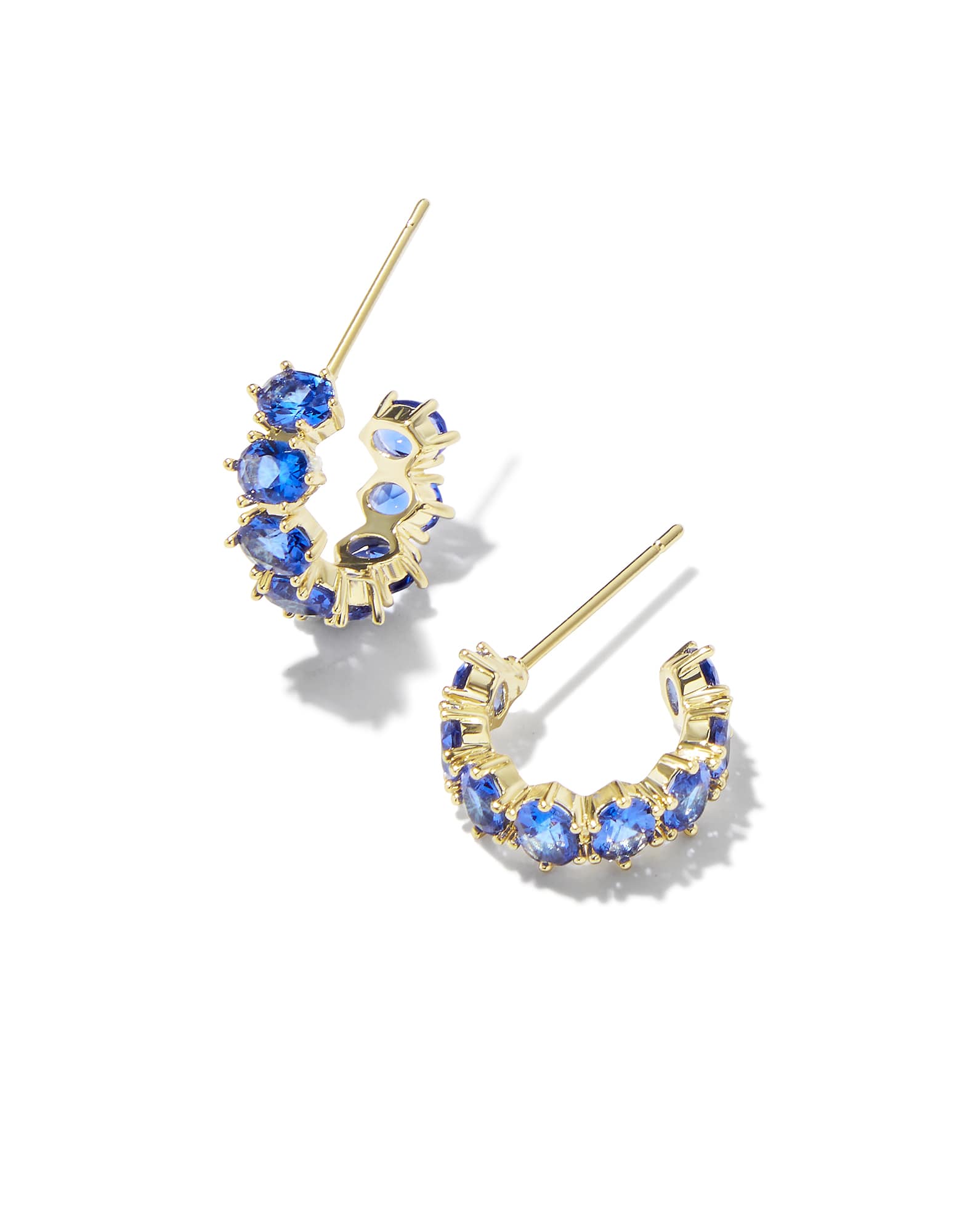 Cailin Gold Huggie Earrings in Blue Crystal