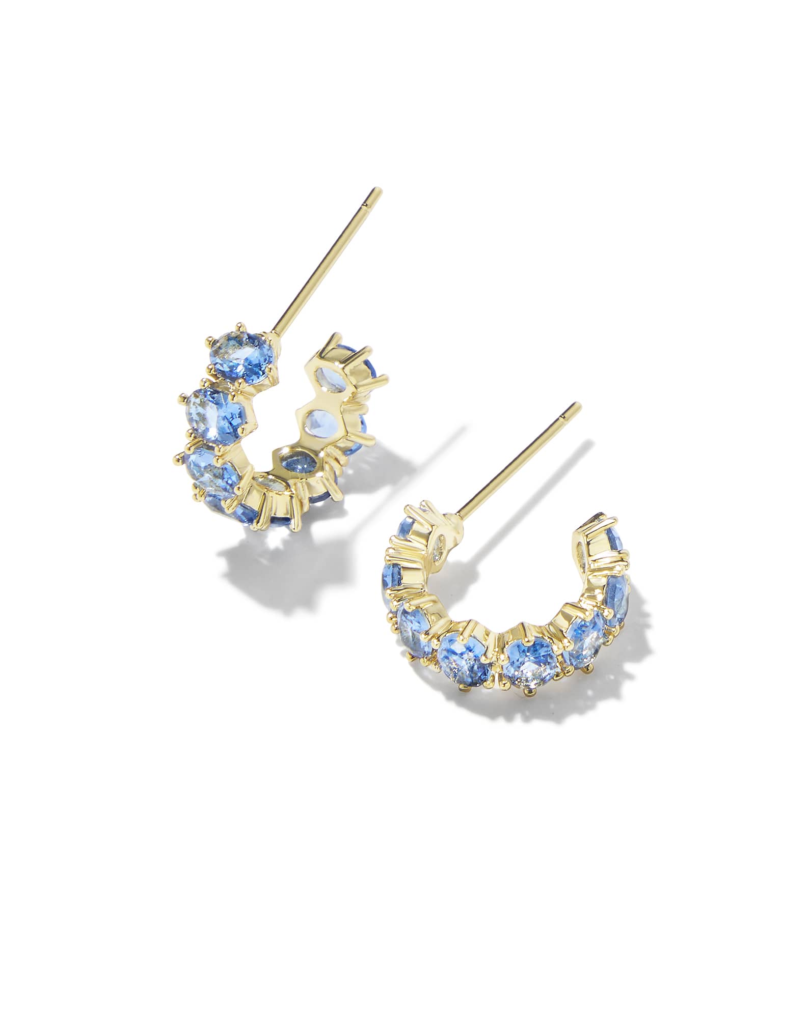 Cailin Gold Huggie Earrings in Blue Violet Crystal