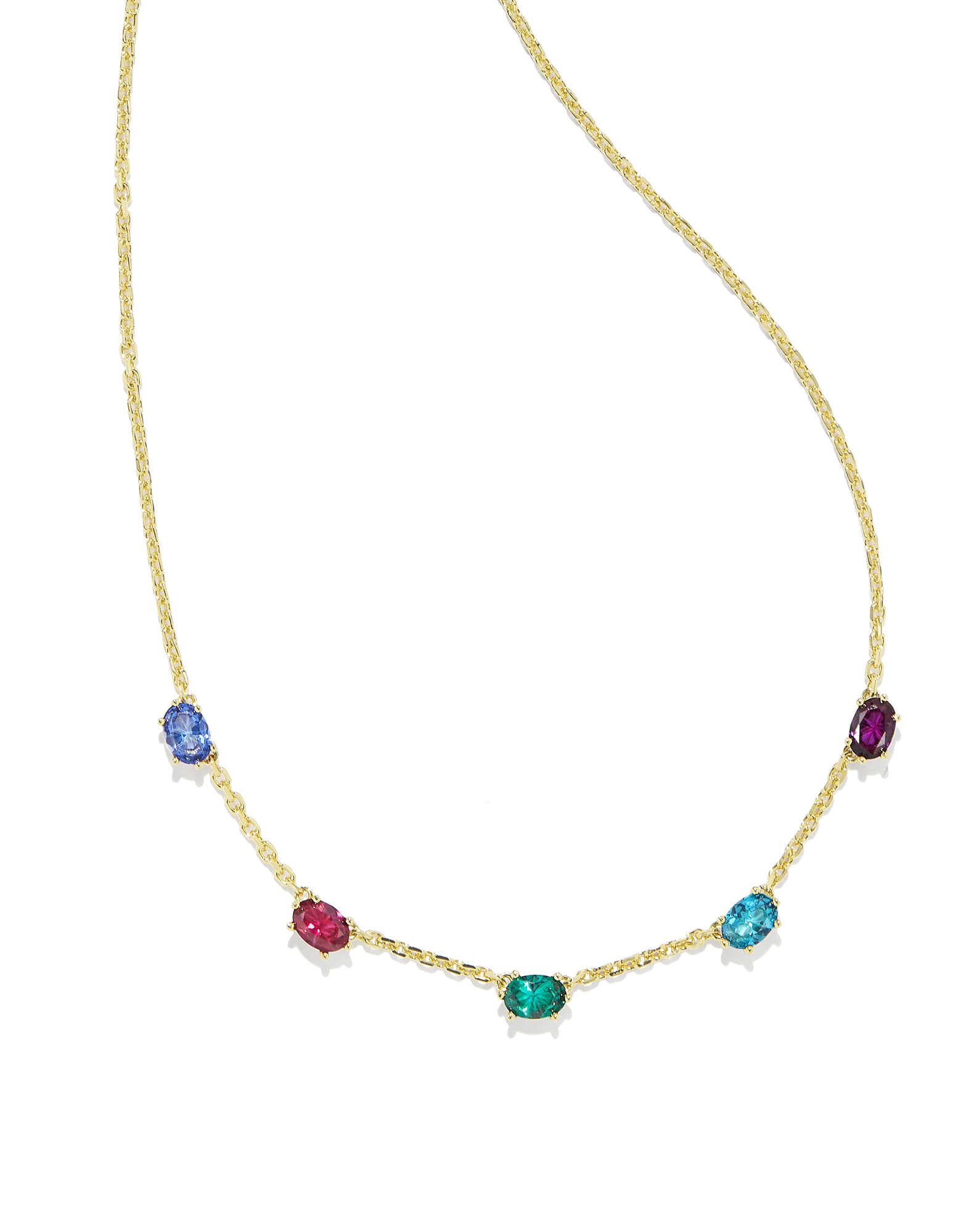 Cailin Gold Crystal Strand Necklace in Multi Mix