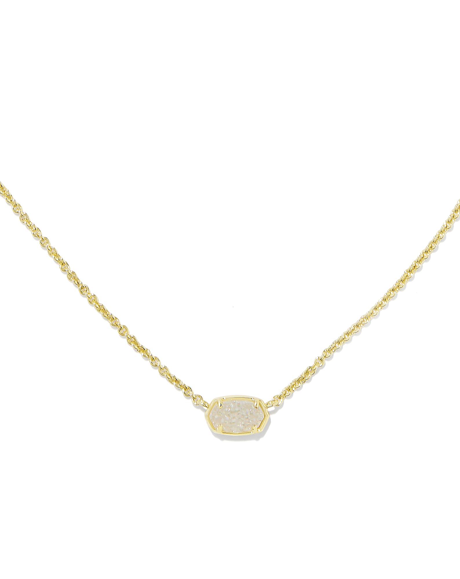 Emilie Gold Short Pendant Necklace in Iridescent Drusy