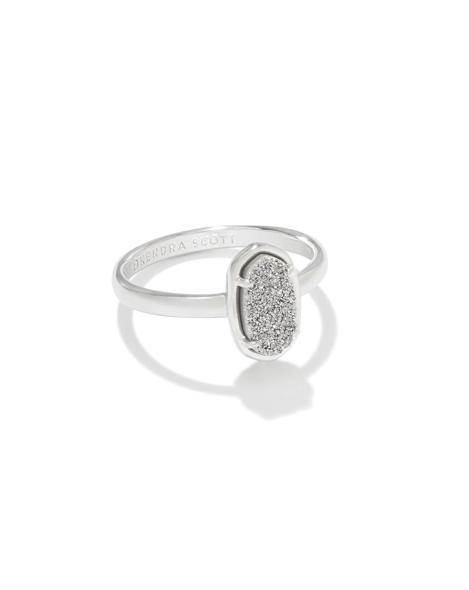 Grayson Silver Band Ring in Platinum Drusy