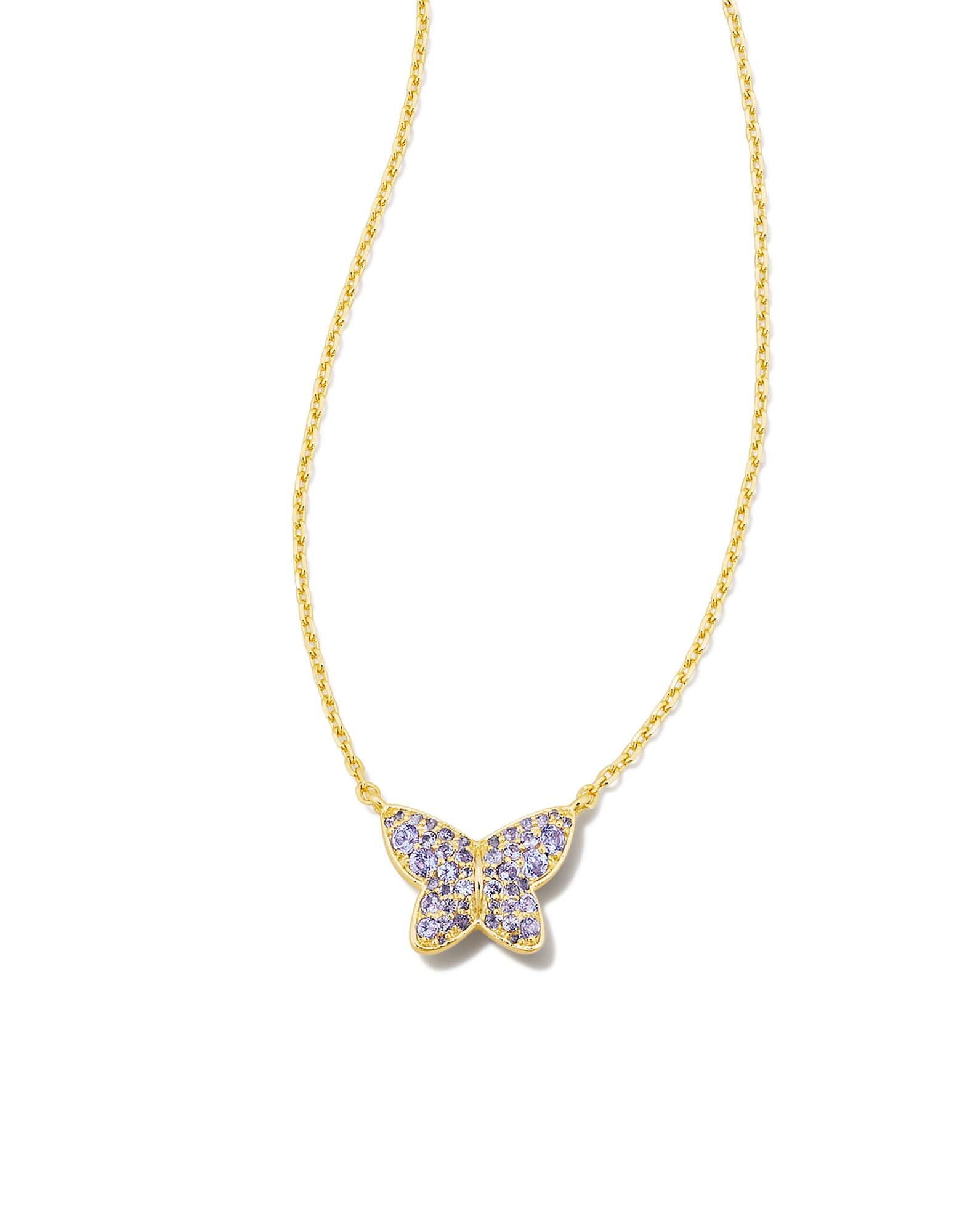Lillia Crystal Butterfly Gold Pendant Necklace in Violet Crystal