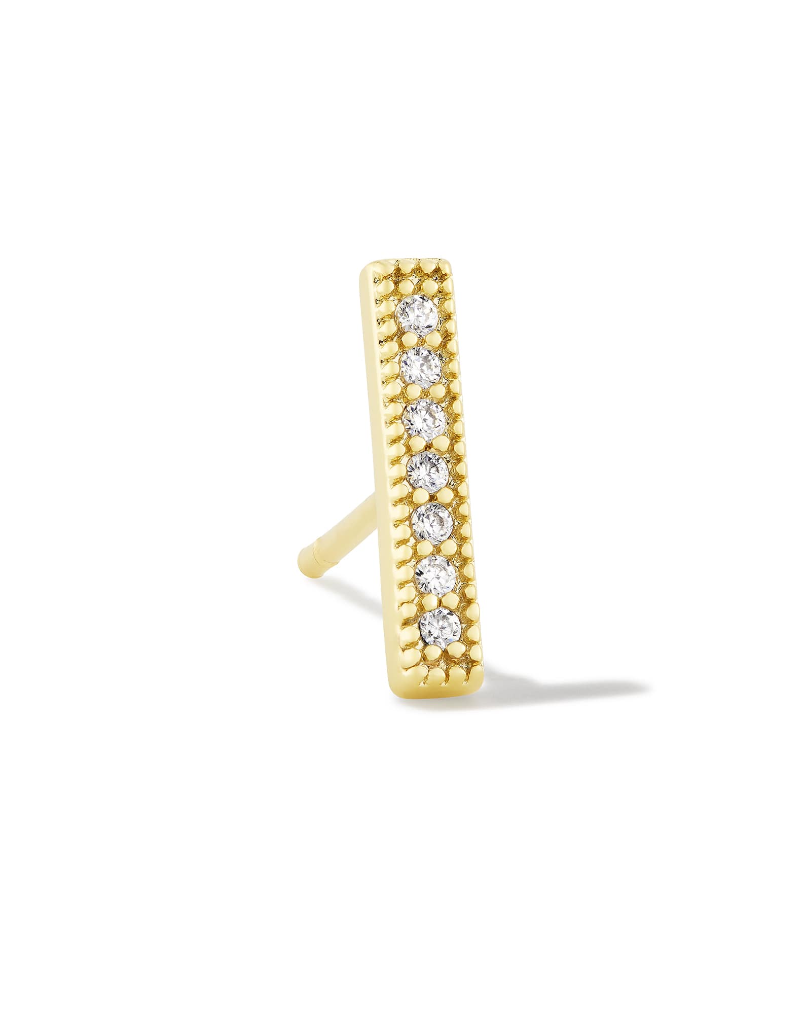 Austin Bar Gold Single Stud Earring in White CZ