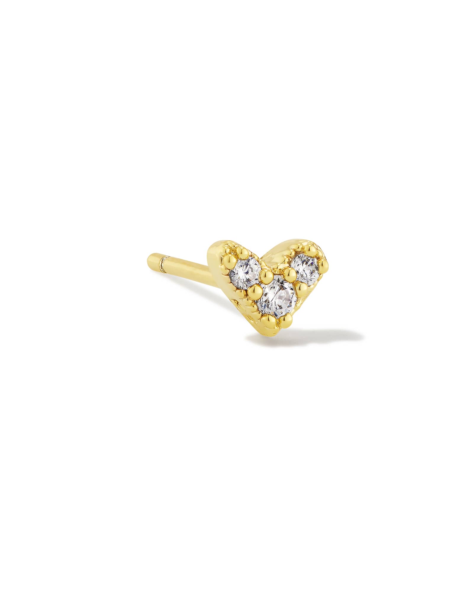 Haven Gold Crystal Heart Single Stud Earring in White CZ