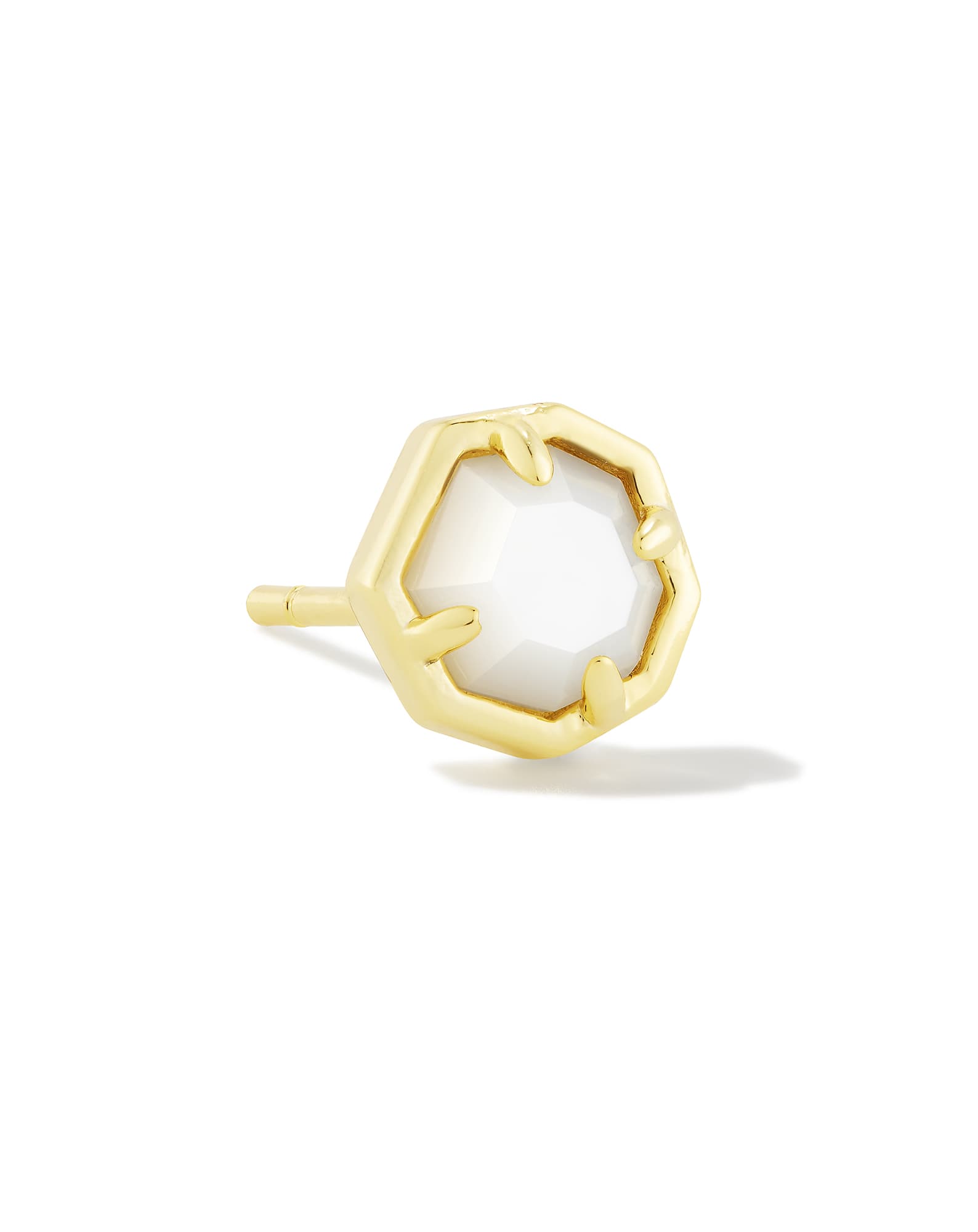 Nola Gold Single Stud Earring in Ivory Mother-of-Pearl