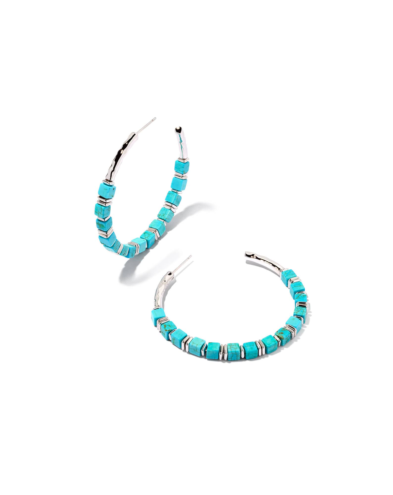 Ember Silver Hoop Earrings in Variegated Turquoise Magnesite