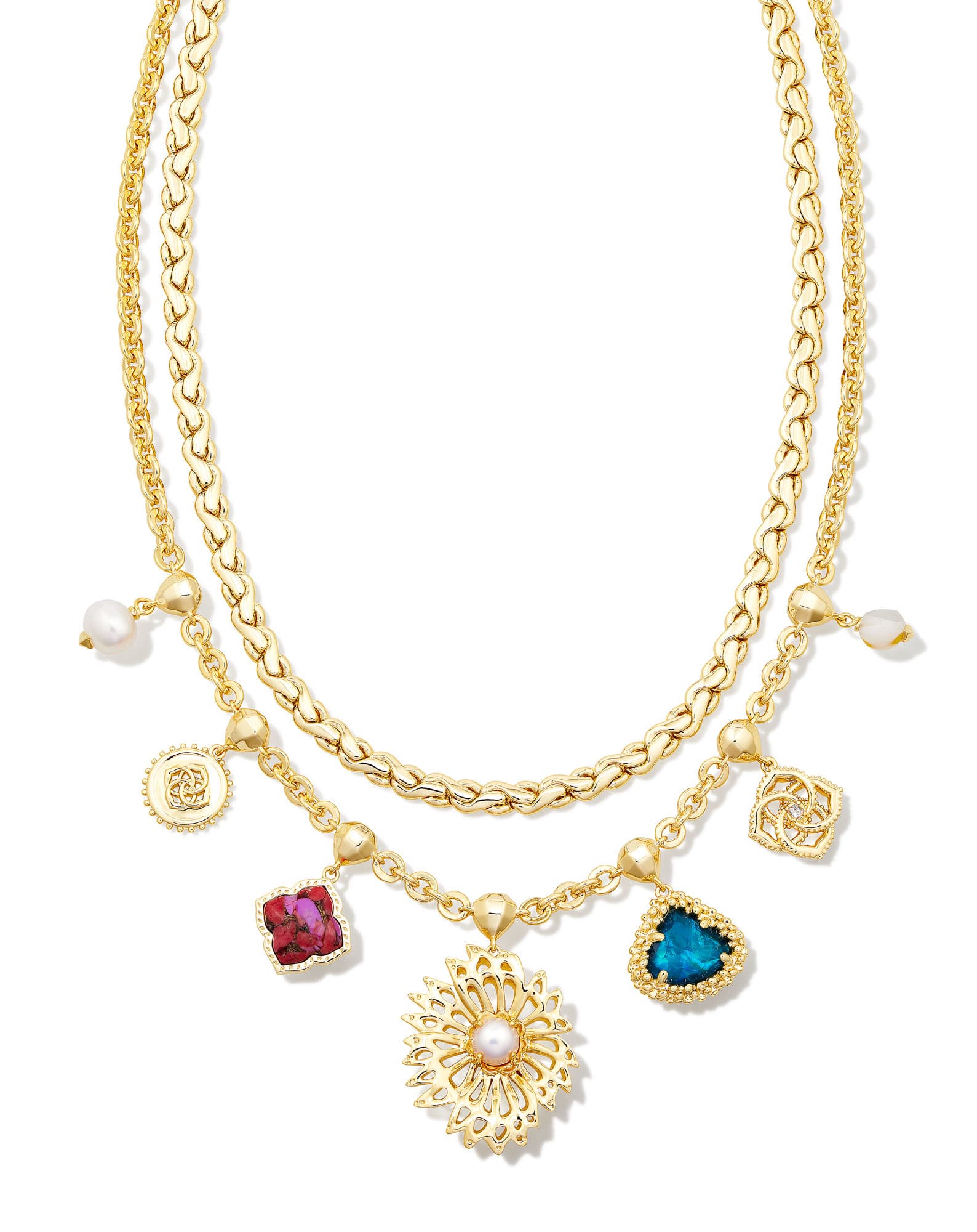 Brielle Convertible Gold Charm Necklace in Multi Mix