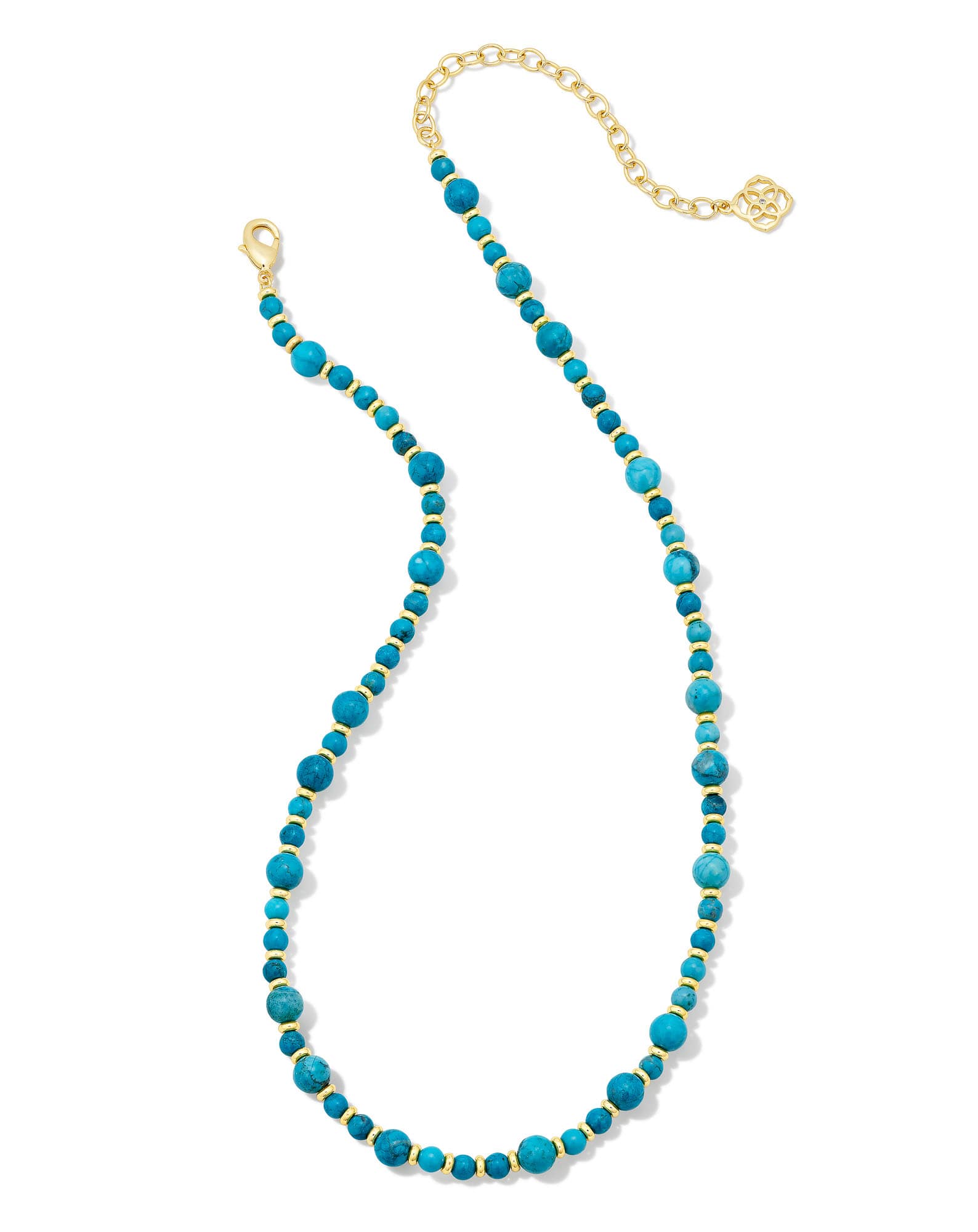 Jovie Gold Beaded Strand Necklace in Variegated Dark Teal Magnesite