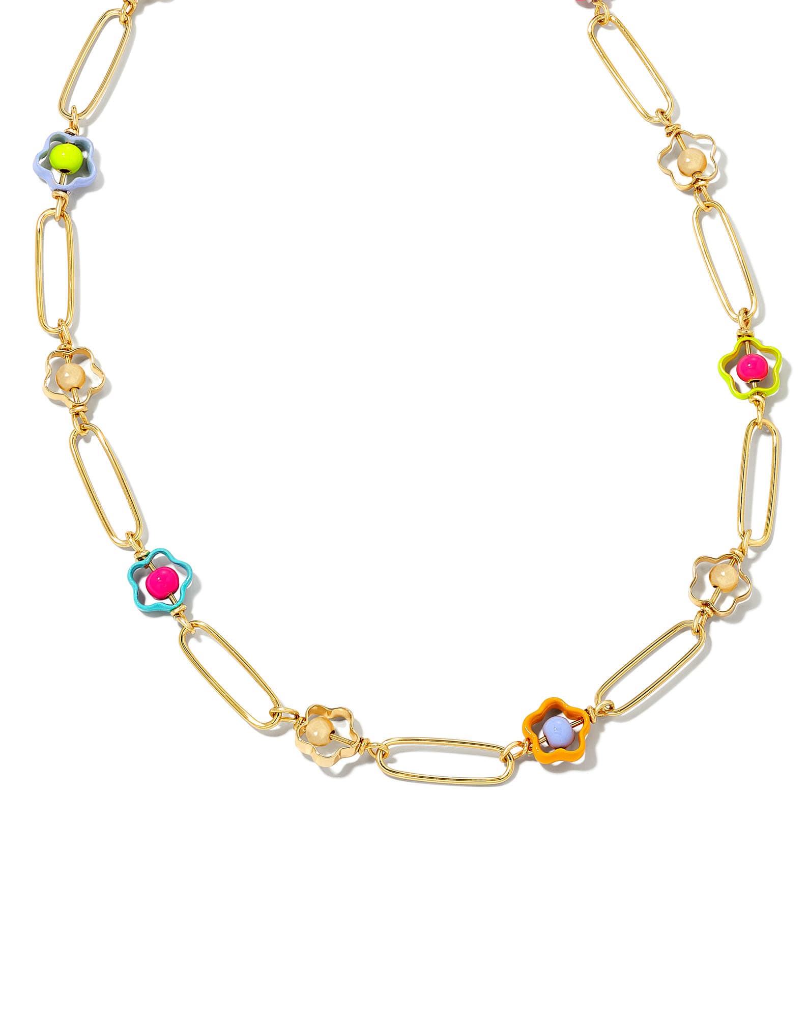 Susie Gold Link and Chain Necklace in Rainbow Multi Mix
